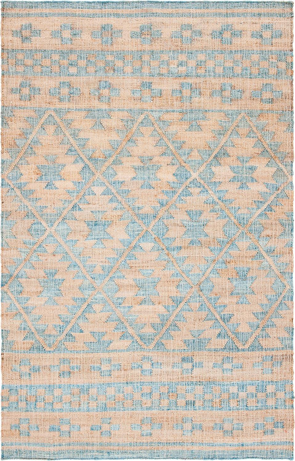 Kilim KLM757 Hand Woven Area Rug - Blue/Natural - 6'x9' - Safavieh.