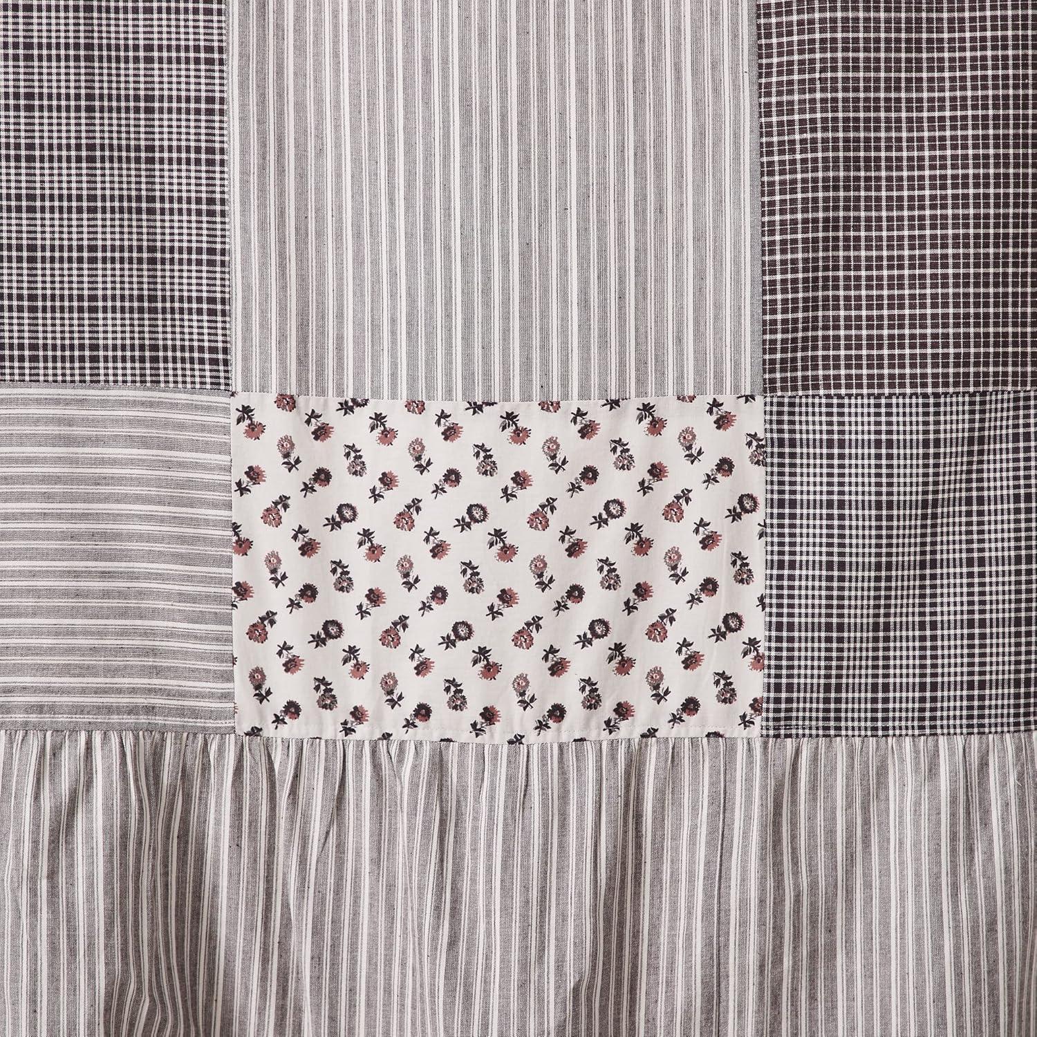 Florette Patchwork Brown and White Fabric Shower Curtain 72x72