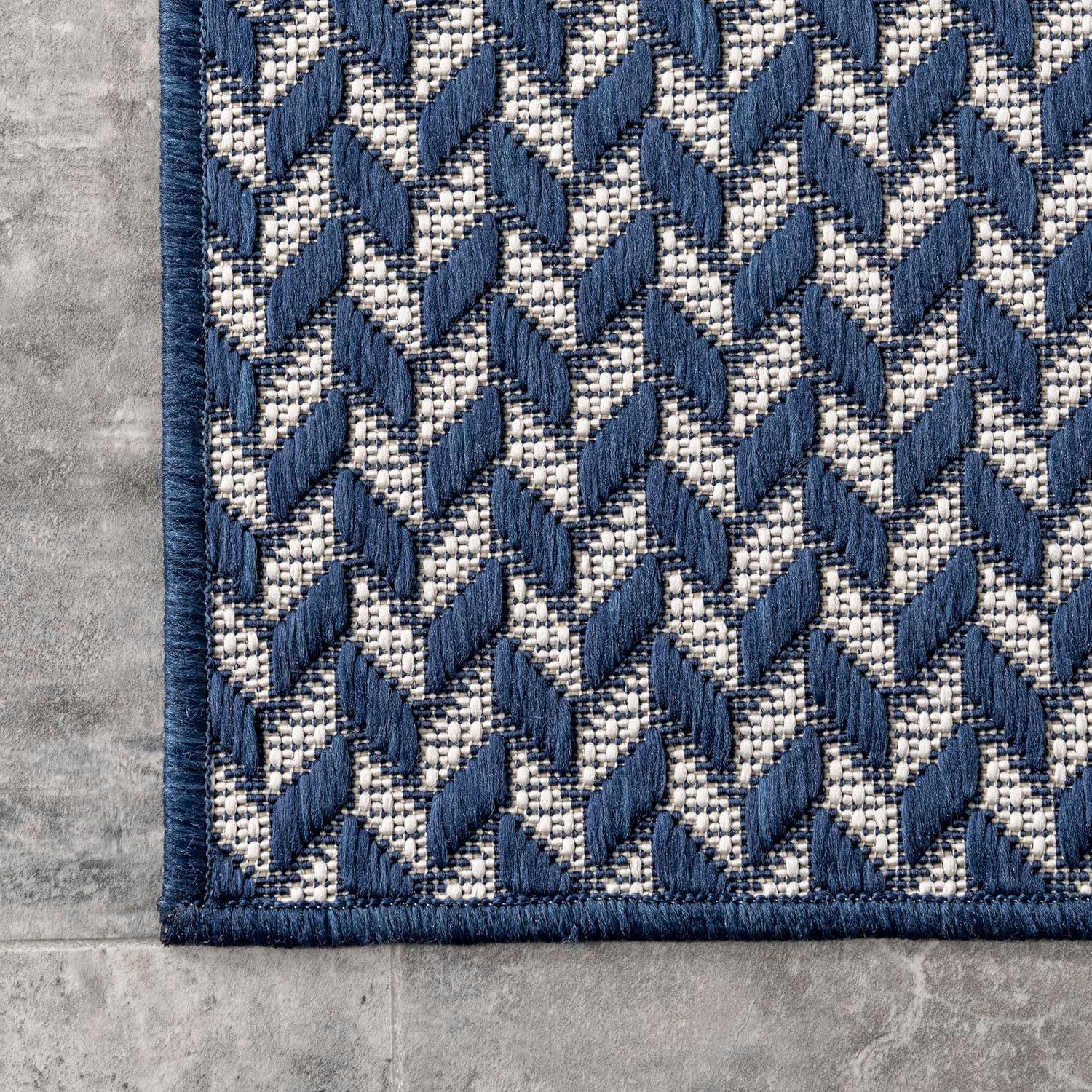 Nuloom Camryn Herringbone Indoor/Outdoor Area Rug, 6' 7" x 9', Navy