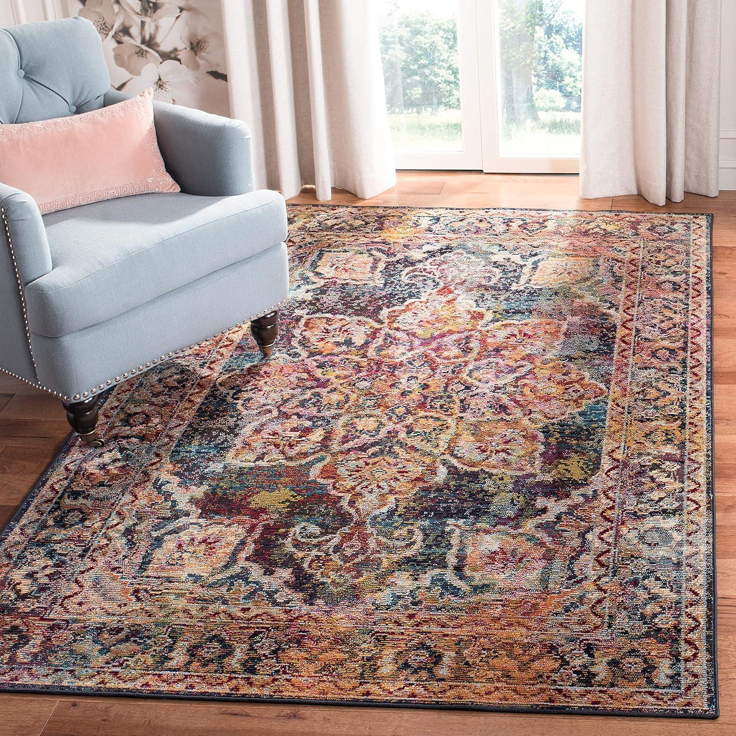 Crystal CRS513 Power Loomed Area Rug - Navy/Light Blue - 3'x5' - Safavieh.