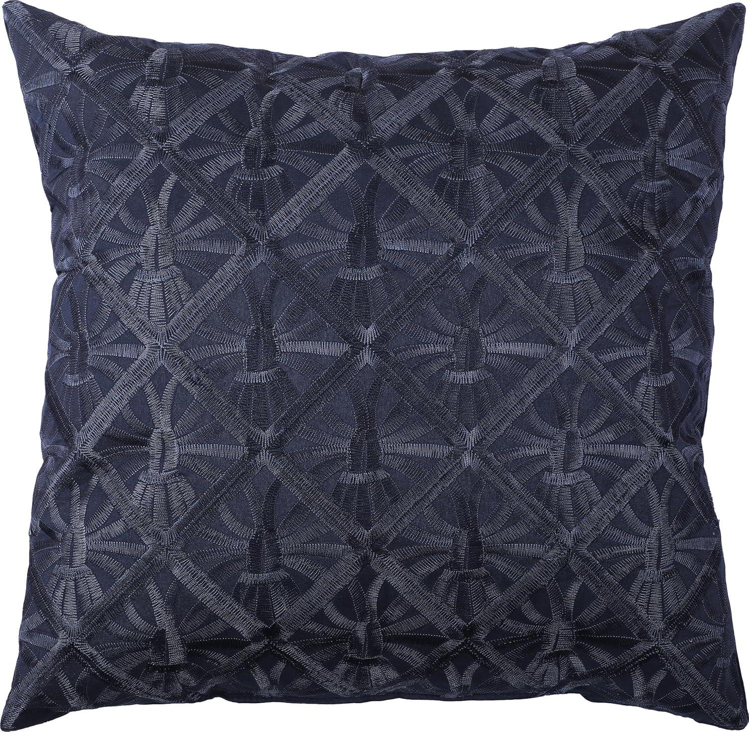 Navy Geometric Jacquard Queen Comforter Set with Decorative Pillows