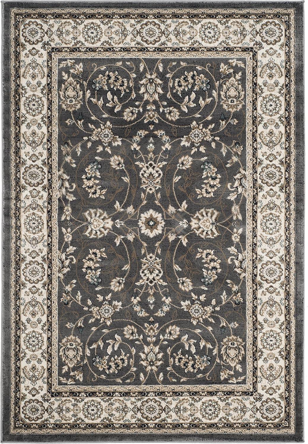 Lyndhurst LNH340 Power Loomed Area Rug - Grey/Cream - 5'3"x7'6" - Safavieh