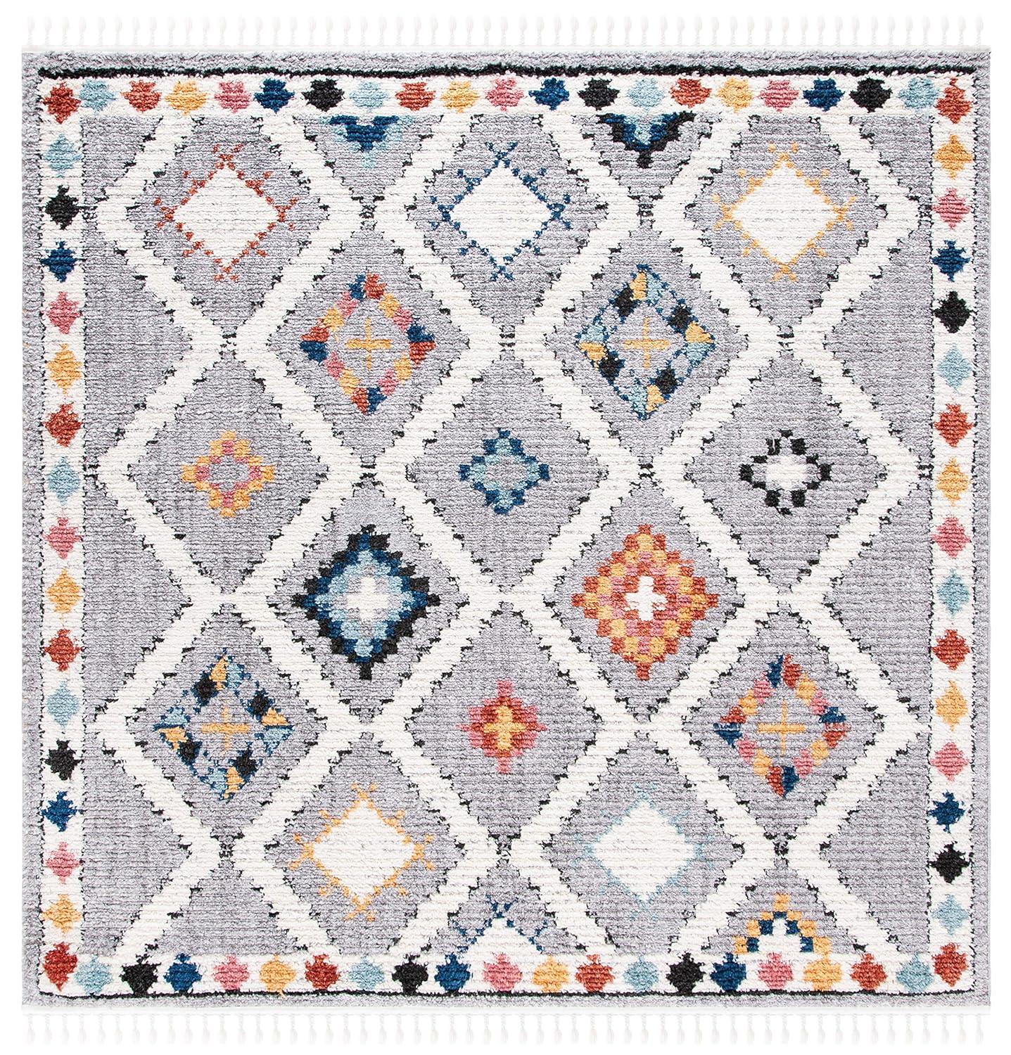 Morocco MRC965 Power Loomed Area Rug - Grey/Multi - 3'x3' - Safavieh.