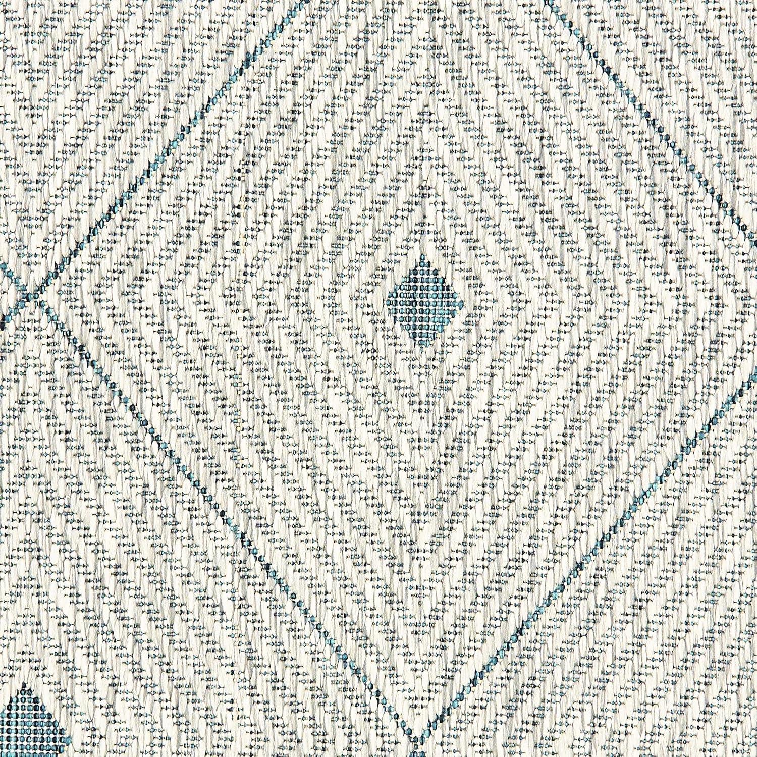 LR Home Victoria 5' x 8' Blue/Gray Diamond Indoor/Outdoor Area Rug