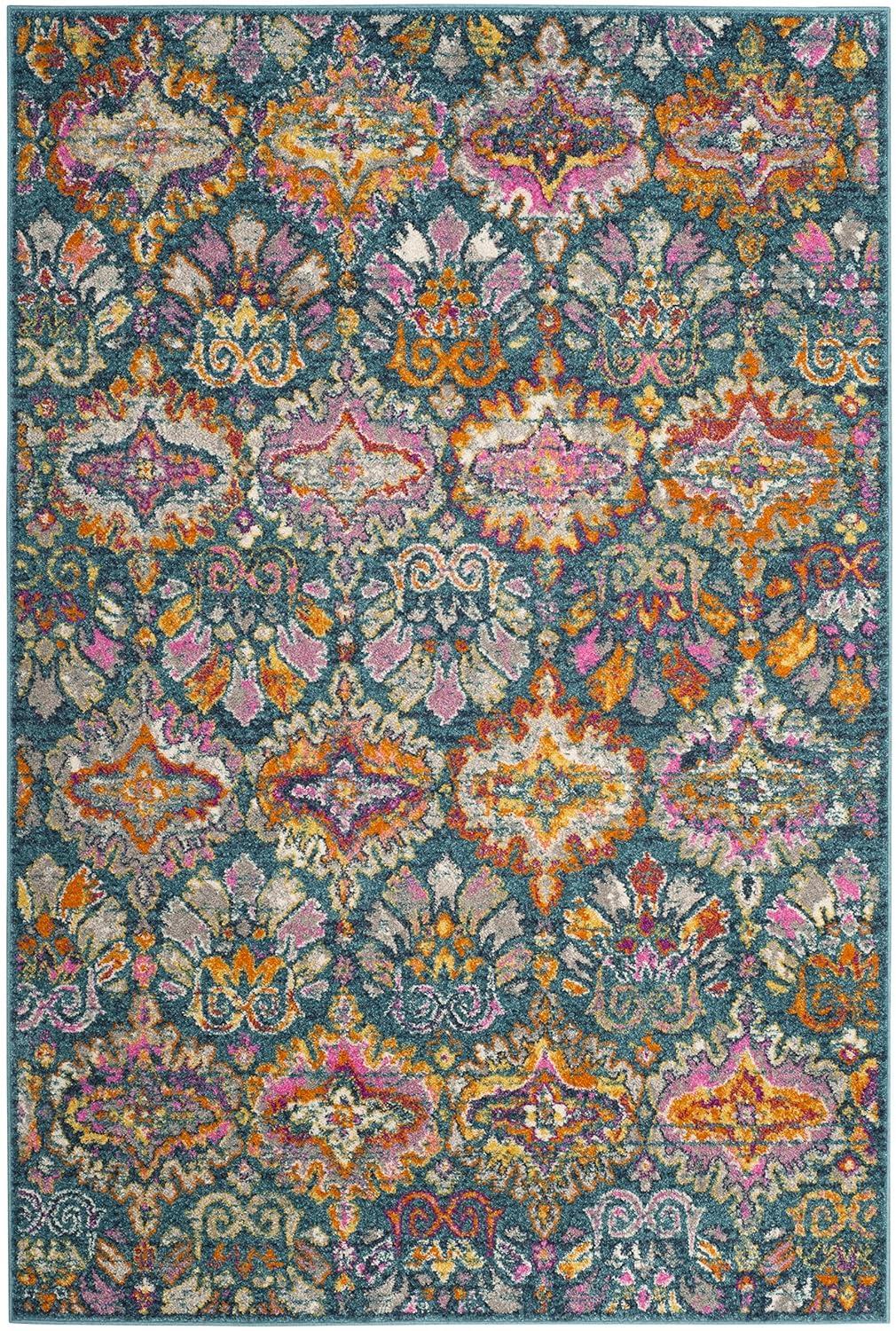 Madison MAD144 Power Loomed Indoor Area Rug - Blue/Orange - 5'1"x7'6" - Safavieh