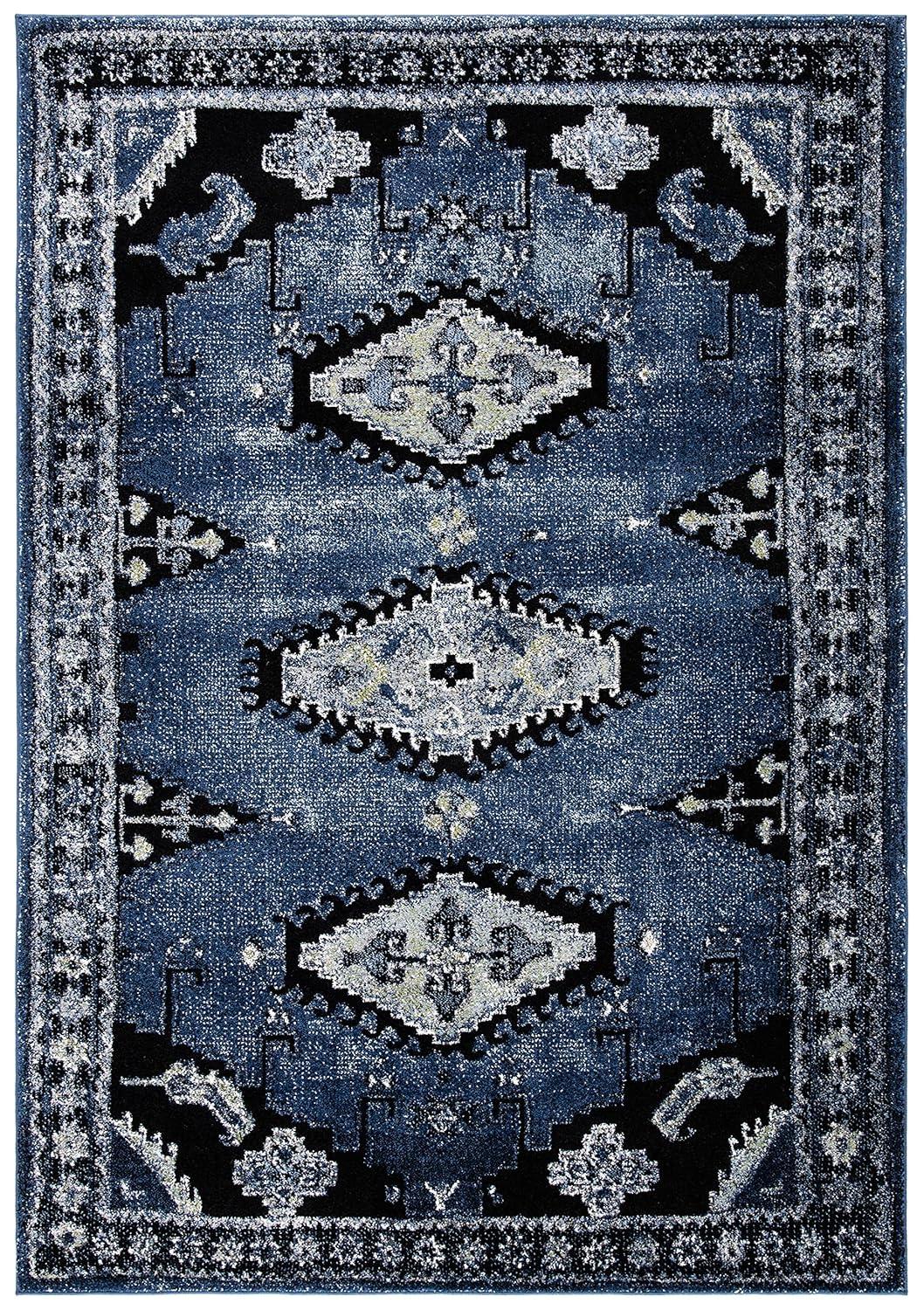 Vintage Hamadan VTH251 Power Loomed Area Rug - Blue/Black - 5'3"x7'6" - Safavieh.