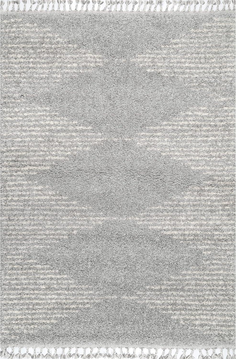 Gray Diamond Braided Shag 4' x 6' Synthetic Area Rug