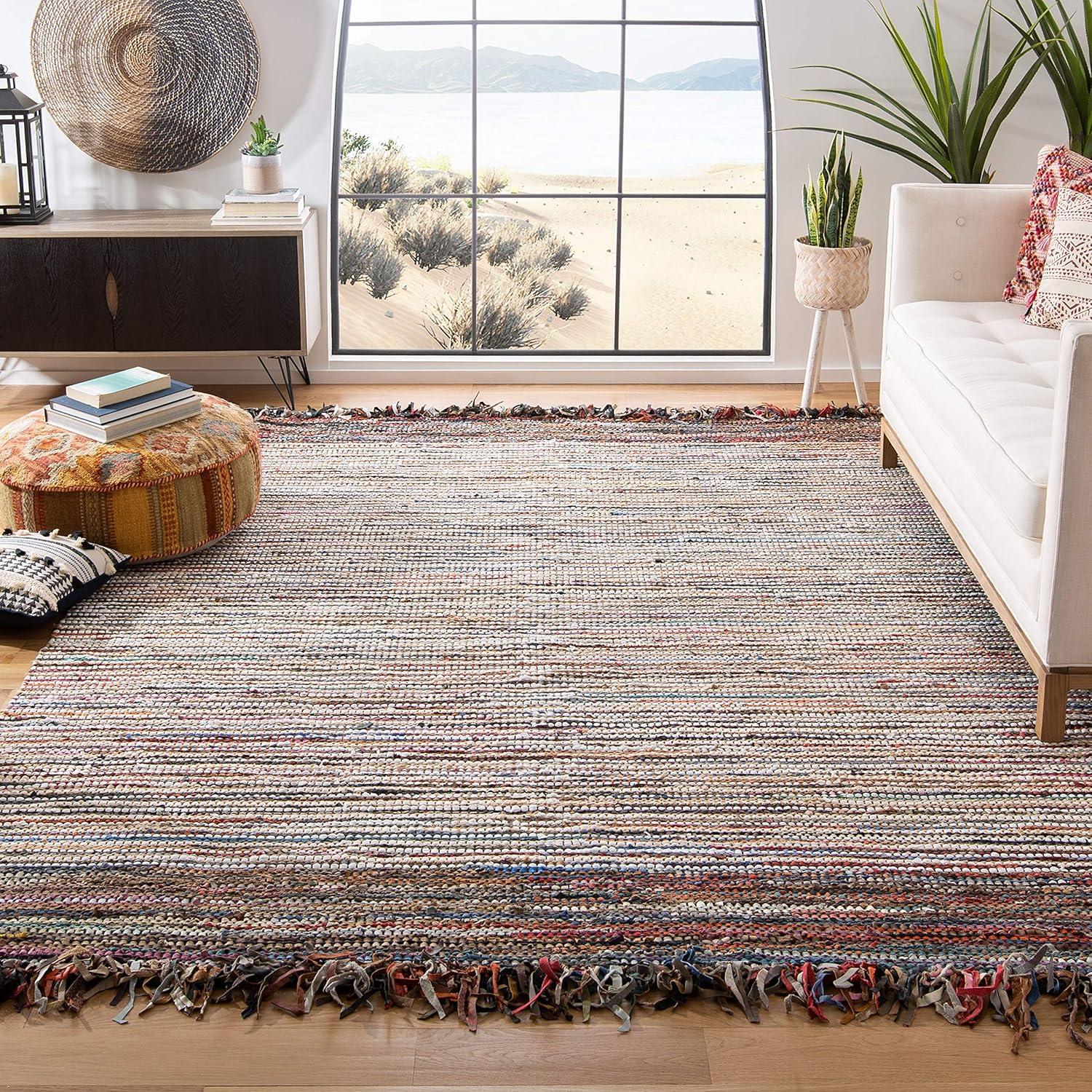 Vintage Leather VTL373 Hand Woven Area Rug - Multi - 6'x6' - Safavieh.