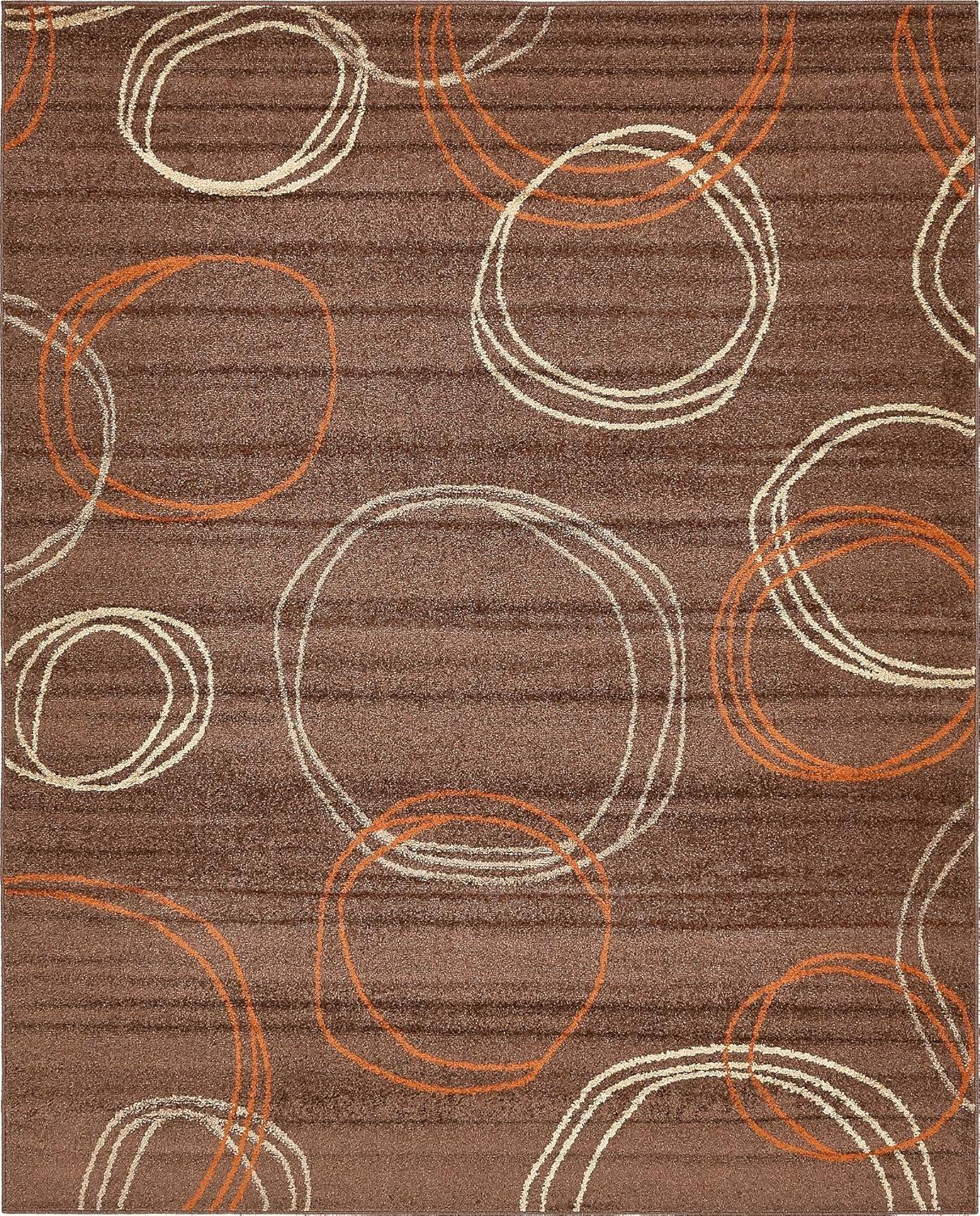 Modern Geometric 8' x 10' Easy Care Brown Area Rug