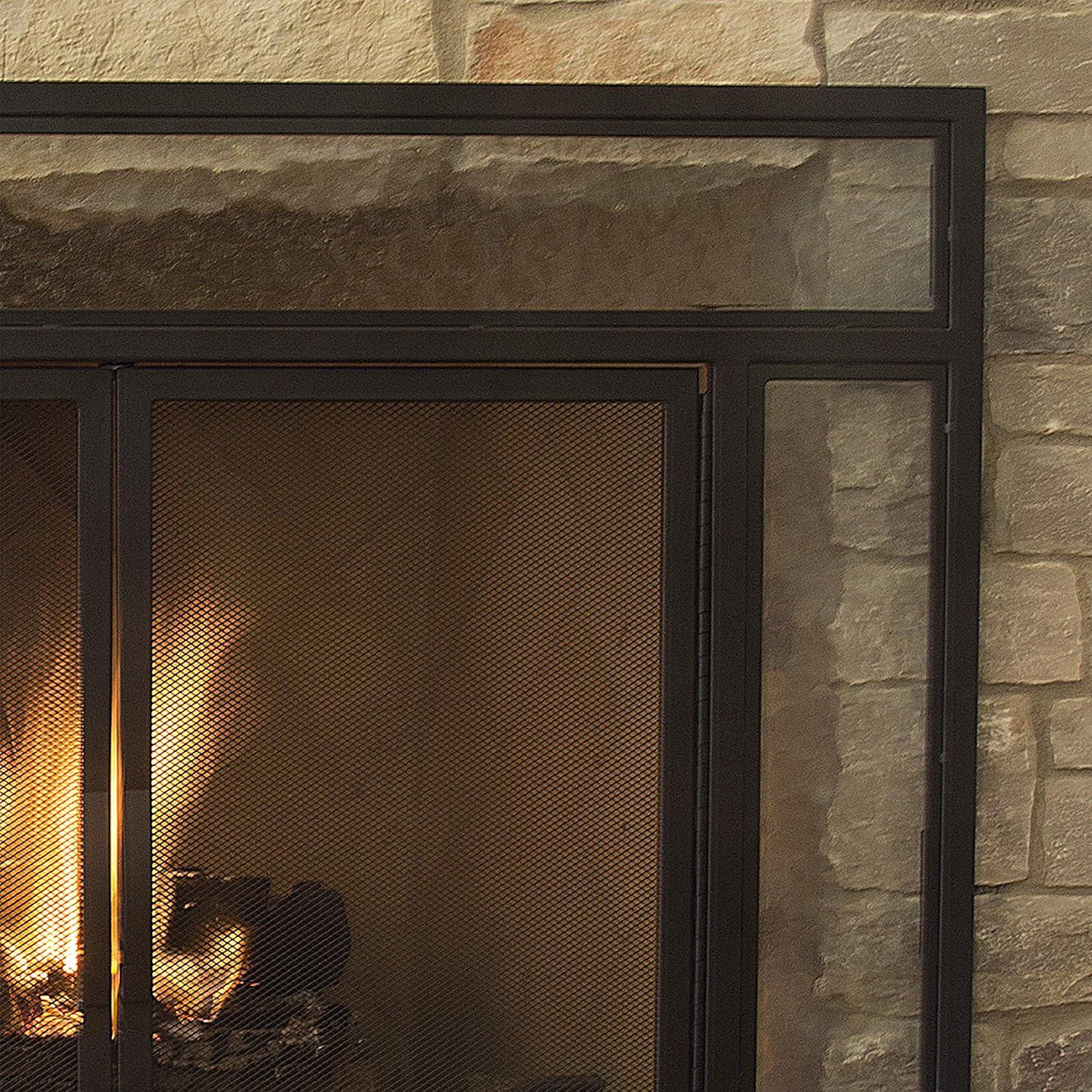 Pleasant Hearth Manchester Steel and Glass Fireplace Screen (Petite Size)