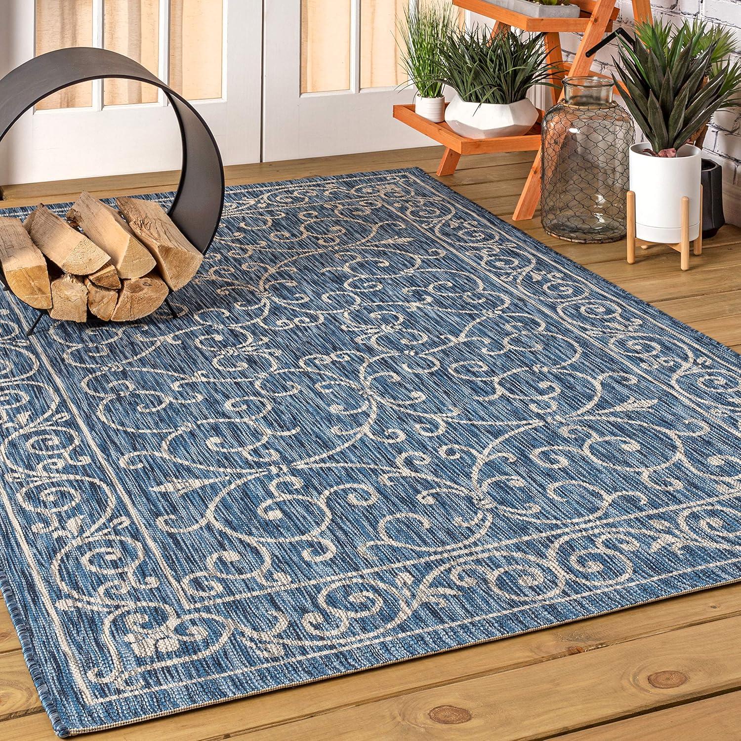 Charleston Vintage Filigree Textured Weave Indoor/Outdoor Area Rug  - JONATHAN Y