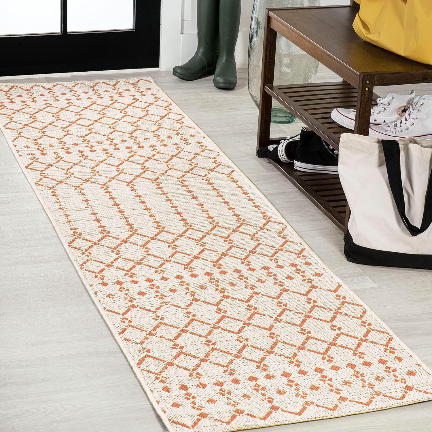 Ourika Moroccan Geometric Textured Weave Indoor/Outdoor Area Rug - JONATHAN Y