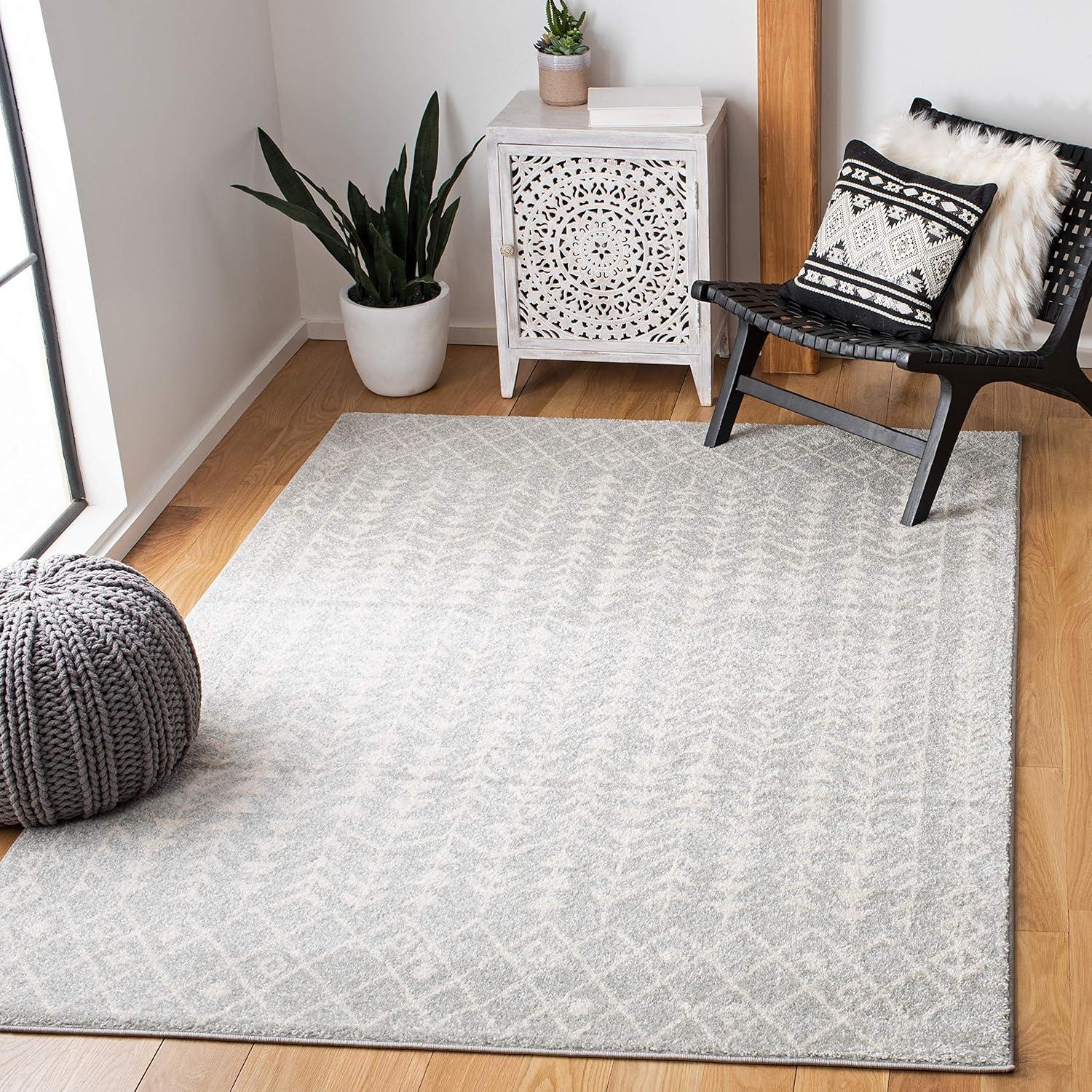 Tulum TUL262 Power Loomed Area Rug - Light Grey/Ivory - 6'x9' - Safavieh.