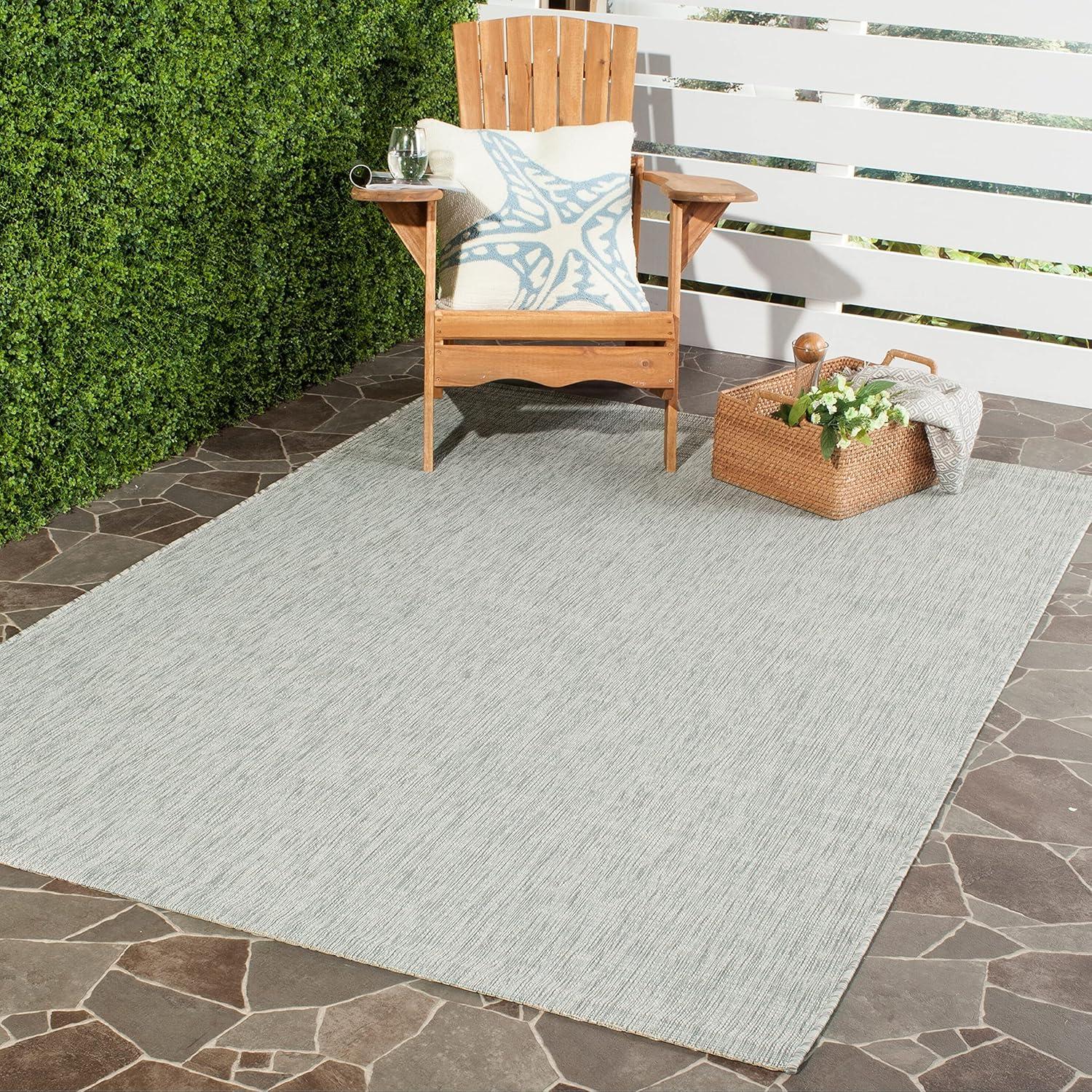 Courtyard CY8576 Power Loomed Indoor and Outdoor Area Rug - Grey/Turquoise - 9'x12' - Safavieh