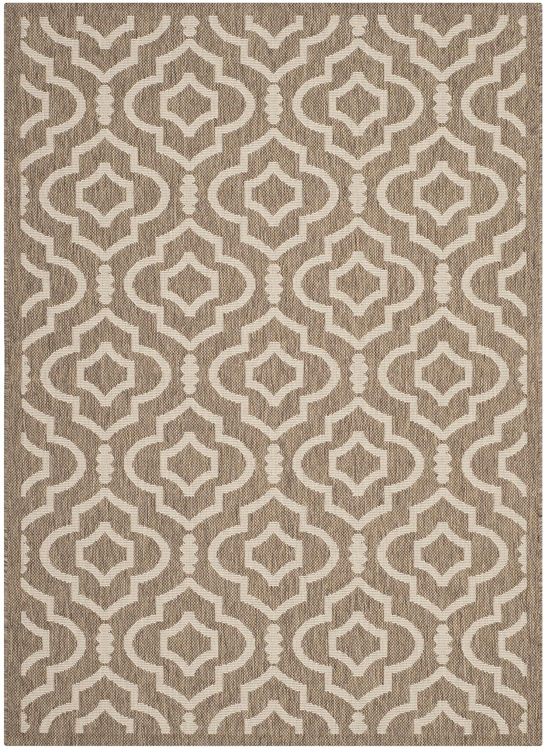 Courtyard CY6926 Power Loomed Indoor and Outdoor Area Rug - Brown/Bone - 4'x5'7" - Safavieh