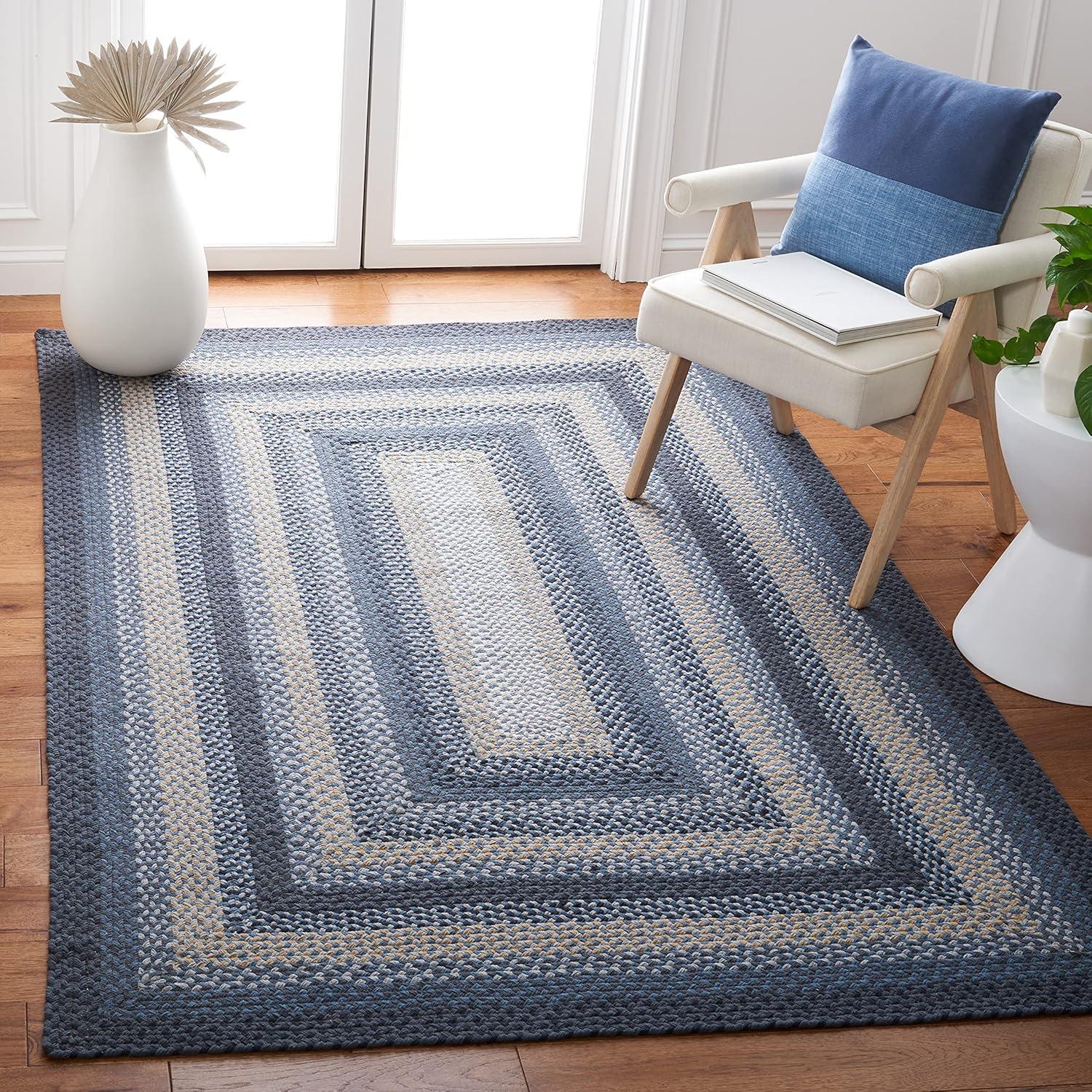 Braided BRD651 Flat Weave Indoor Area Rug - Gold/Sage - 4'x6' - Safavieh