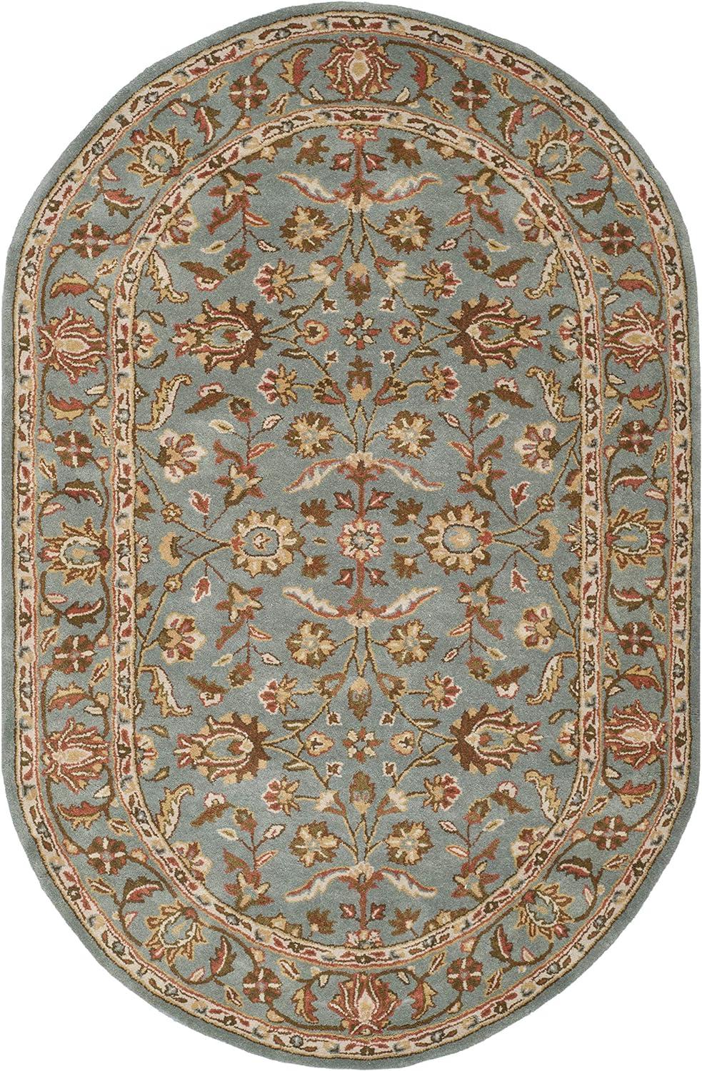 SAFAVIEH Heritage Leinster Traditional Wool Area Rug, Blue, 5' x 8' Oval