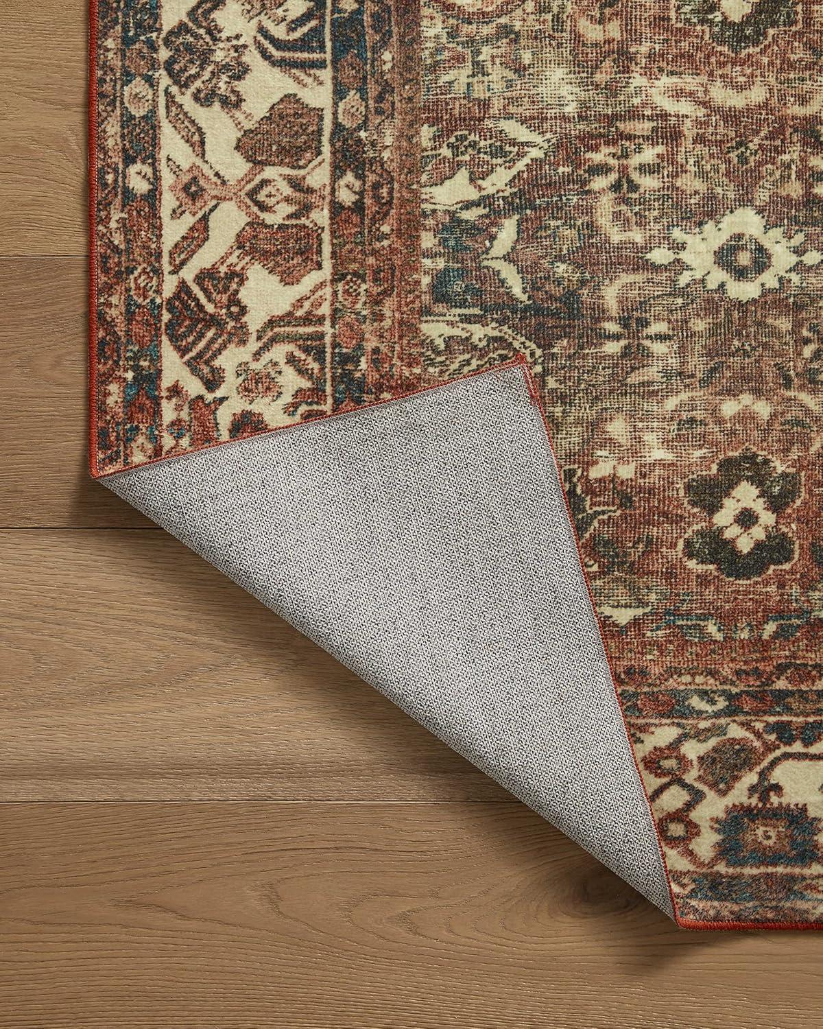 Brick Ivory Vintage-Inspired Polyester Washable Runner Rug 2.6x12