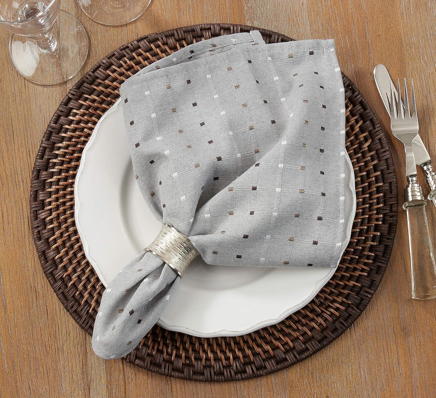 Saro Lifestyle Stitched Line Cotton Blend Table Napkins (Set of 4)