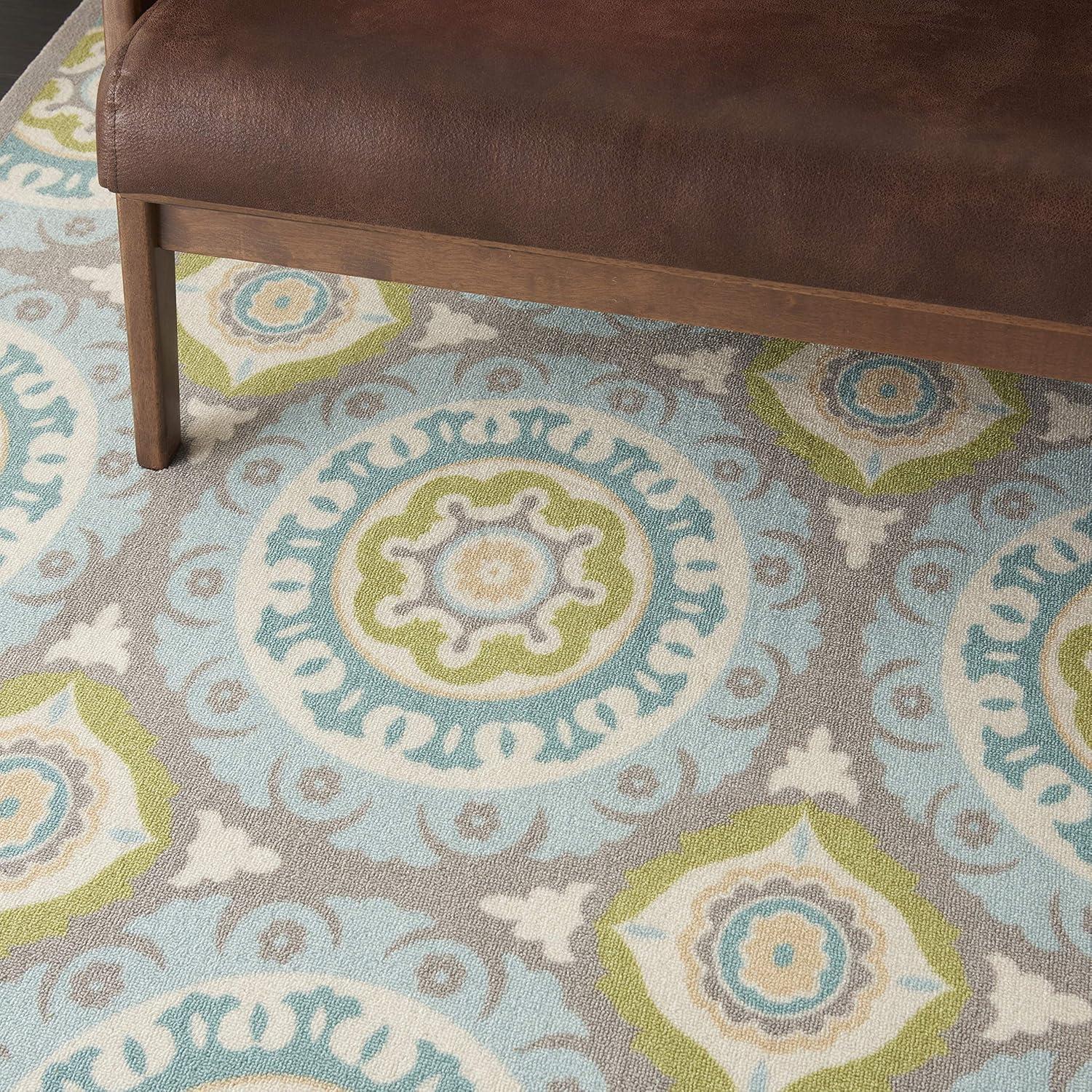 Waverly Sun & Shade "Solar Flair" Jade Indoor/Outdoor Area Rug by Nourison SND16 4'3" x 6'3"