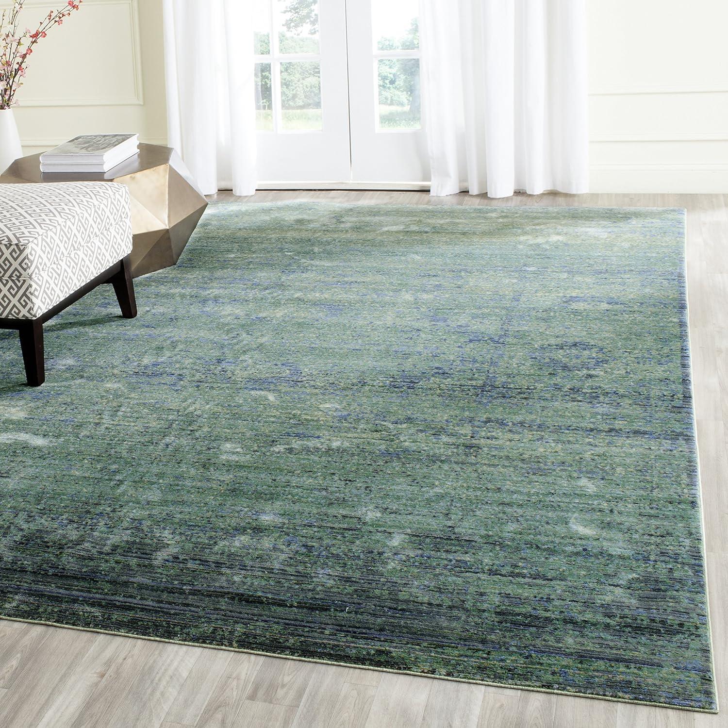 Lush Green Abstract 4' x 6' Hand-Knotted Wool Blend Area Rug