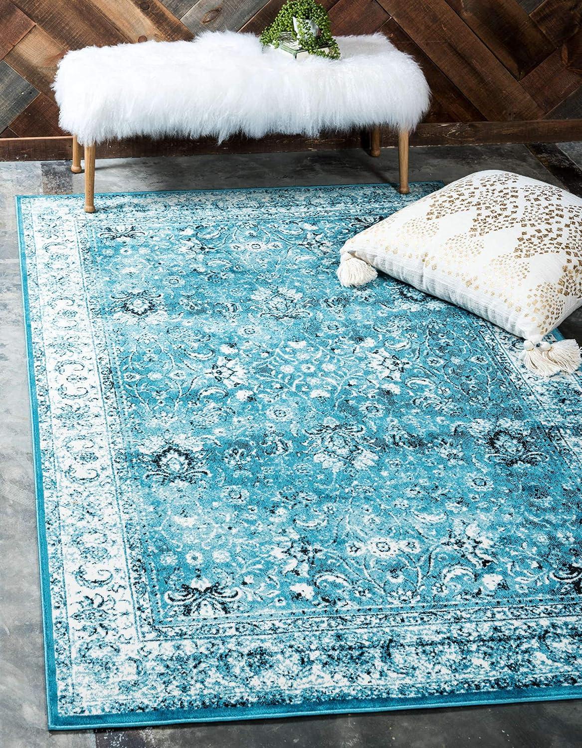 Unique Loom Imperial Collection Area Rug - Bosphorus (2' x 3' 1" Rectangle Blue/Ivory)