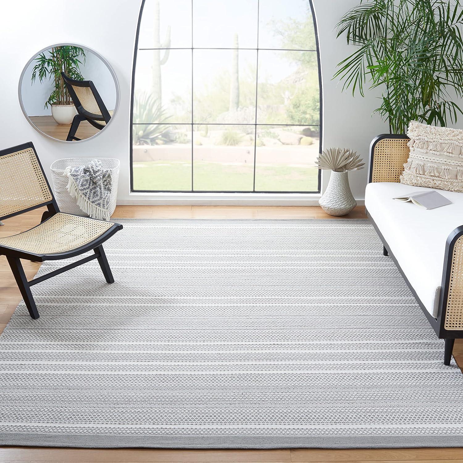 Kilim KLM705 Hand Woven Area Rug - Grey/Beige - 3'x5' - Safavieh.