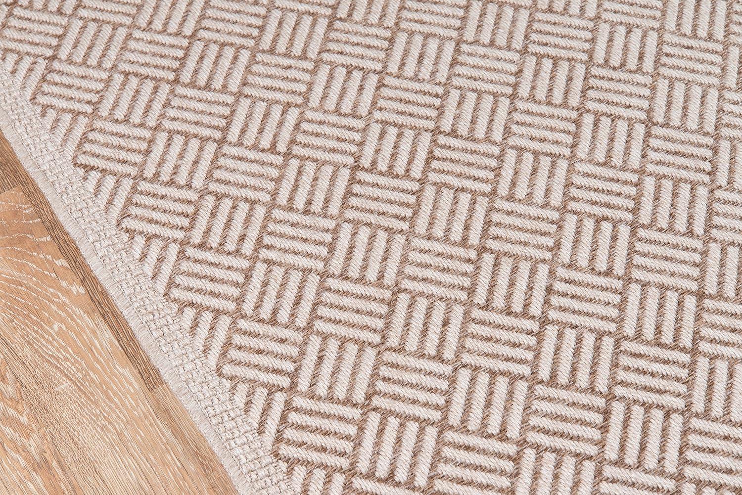 3'11"x5'7" Geometric Loomed Accent Rug Tan - Momeni: Indoor Outdoor Low Pile Rectangle, Contemporary Design
