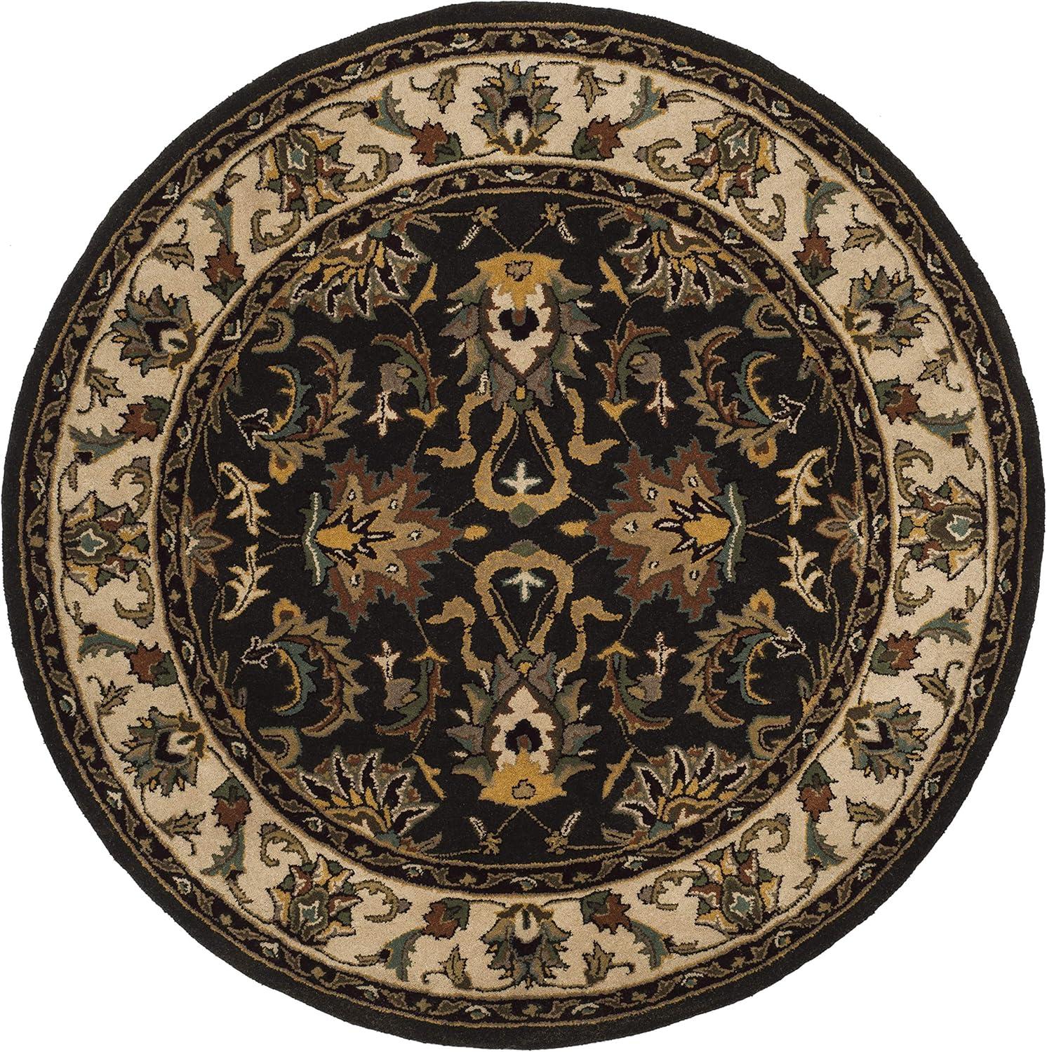 SAFAVIEH Heritage Hyde Traditional Wool Area Rug, Black/Multi, 6' x 6' Round