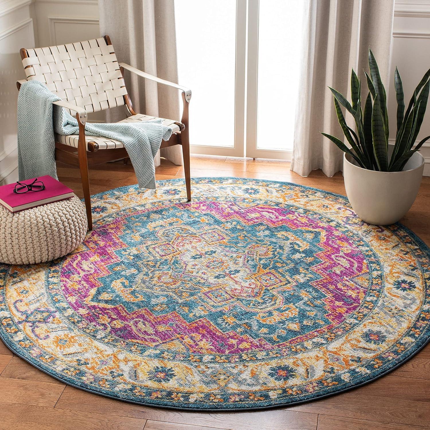 Blue Multi 4' x 6' Synthetic Floral Motif Area Rug