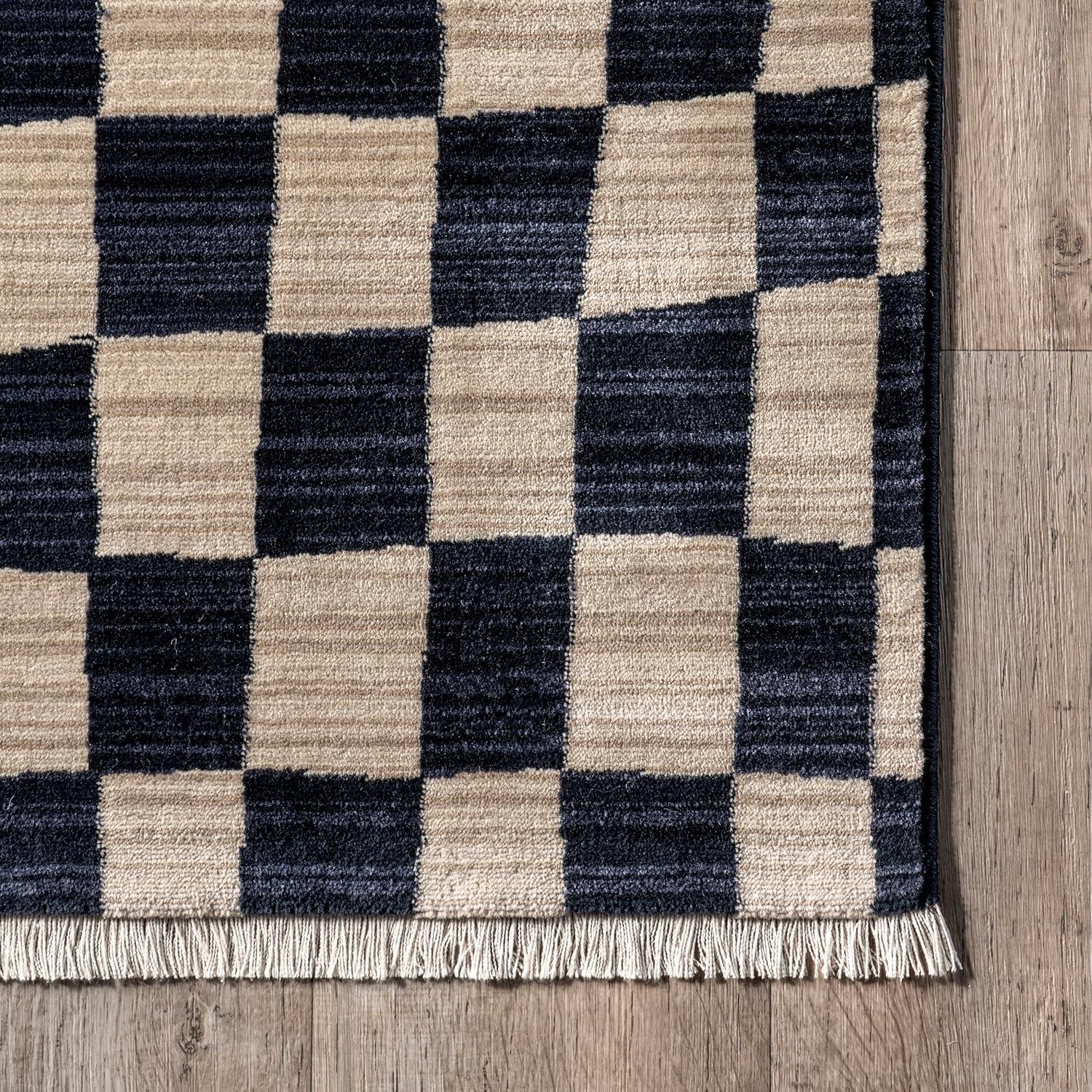 Nuloom Dominique Abstract Checkered Fringe Area Rug