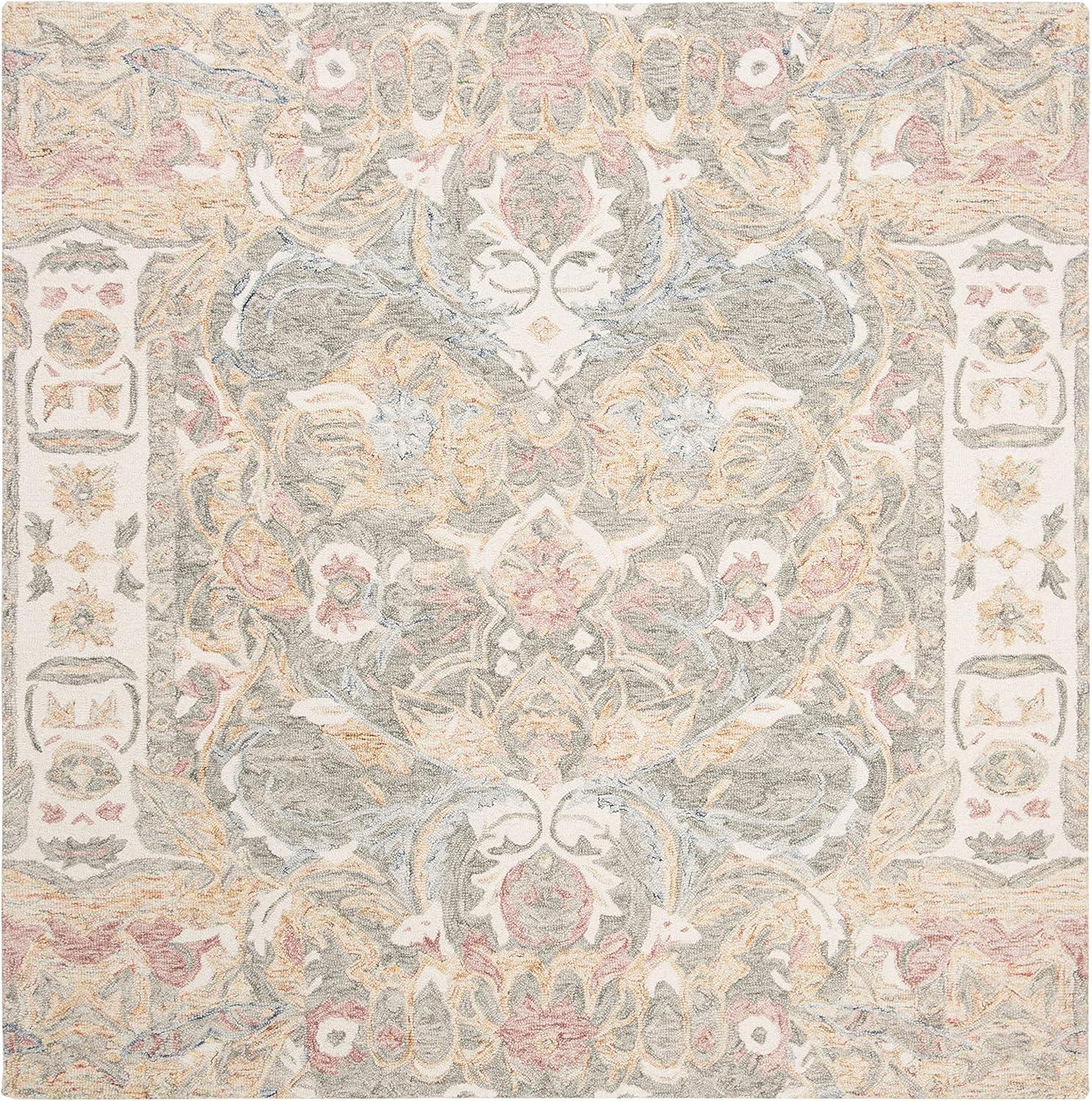 Aubusson AUB104 Hand Tufted Area Rug - Ivory/Sage - 6'x6' - Safavieh.