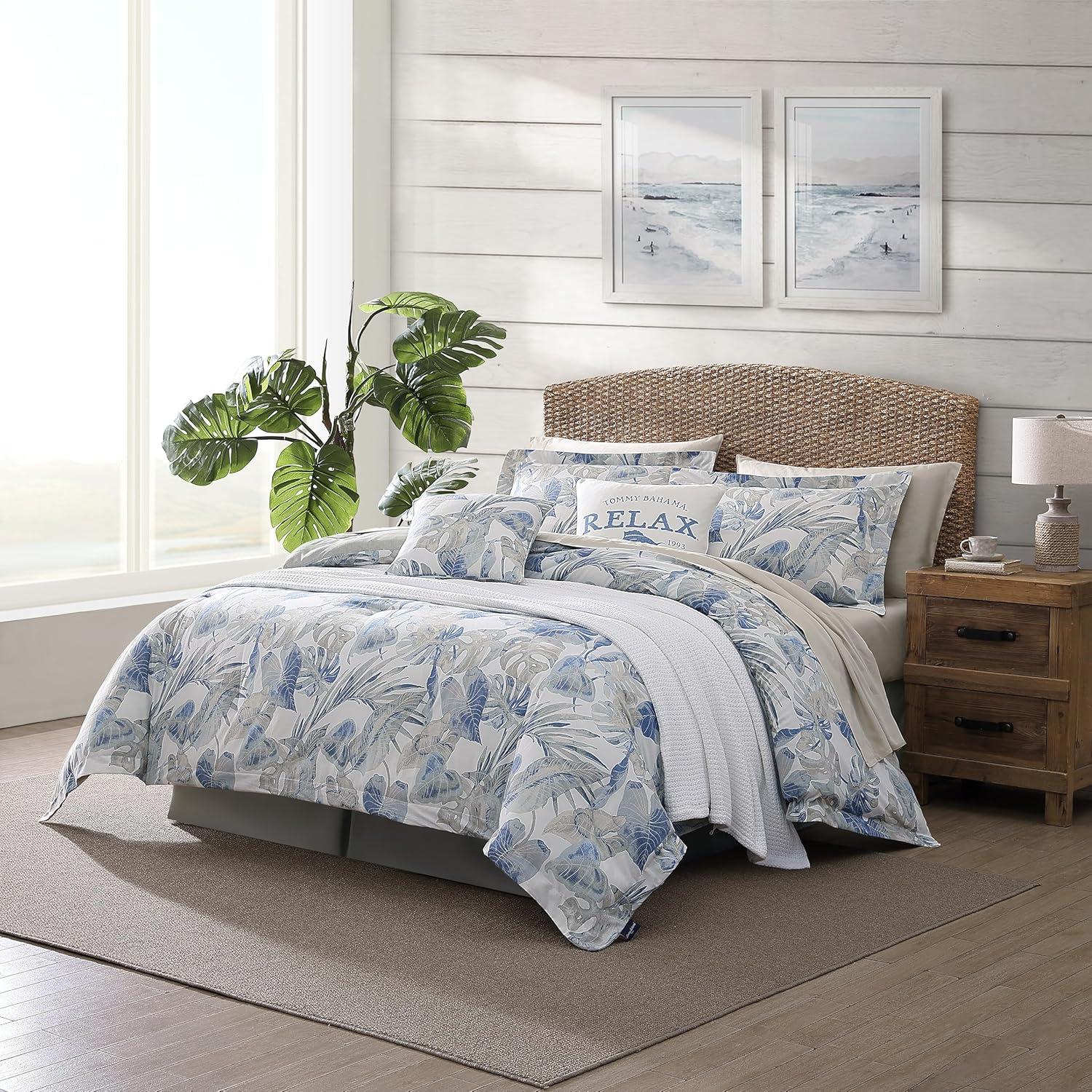 Tommy Bahama Home Tommy Bahama Raw Coast Blue Cotton 5 Piece Comforter Bonus Set