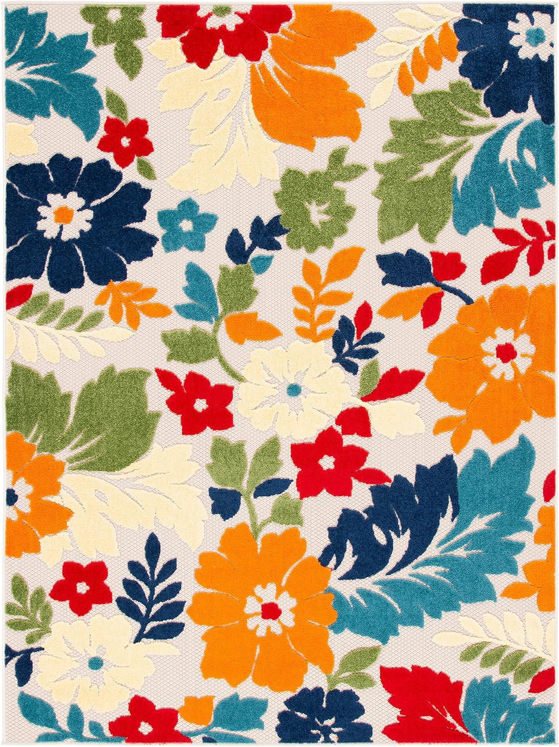 Cabana CBN308 Loomed Indoor Area Rug - Ivory/Orange - 4'5"x6'5" - Safavieh
