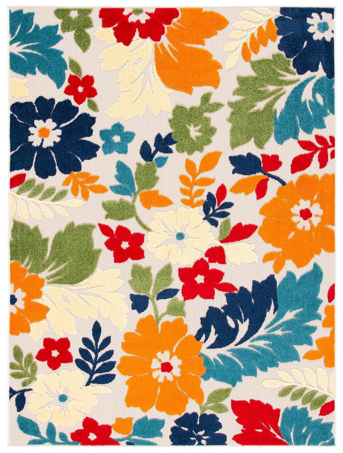 Cabana CBN308 Loomed Indoor Area Rug - Ivory/Orange - 4'5"x6'5" - Safavieh