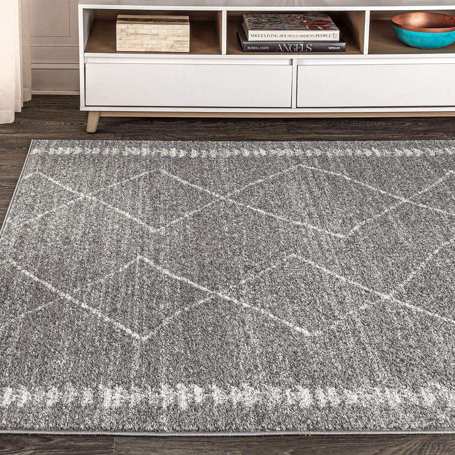 3'x5' Zaina Moroccan Beni Souk Area Rug, Gray/Cream - JONATHAN Y