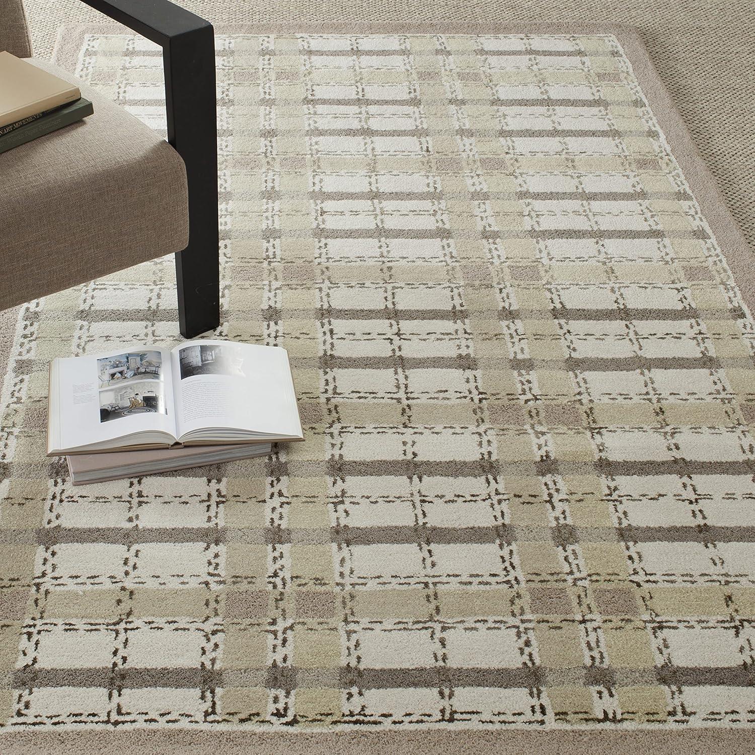 Martha Stewart Hand Tufted Wool/Viscose Plaid Rug in Sharkey Gray