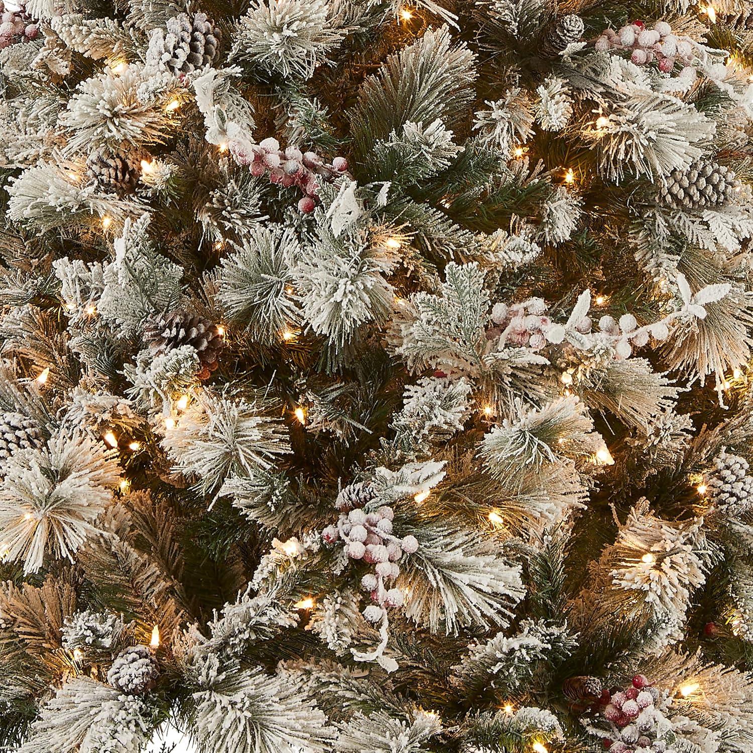 The Holiday Aisle® 7.5ft. Snowy Bedford Pine Tree with Clear Lights