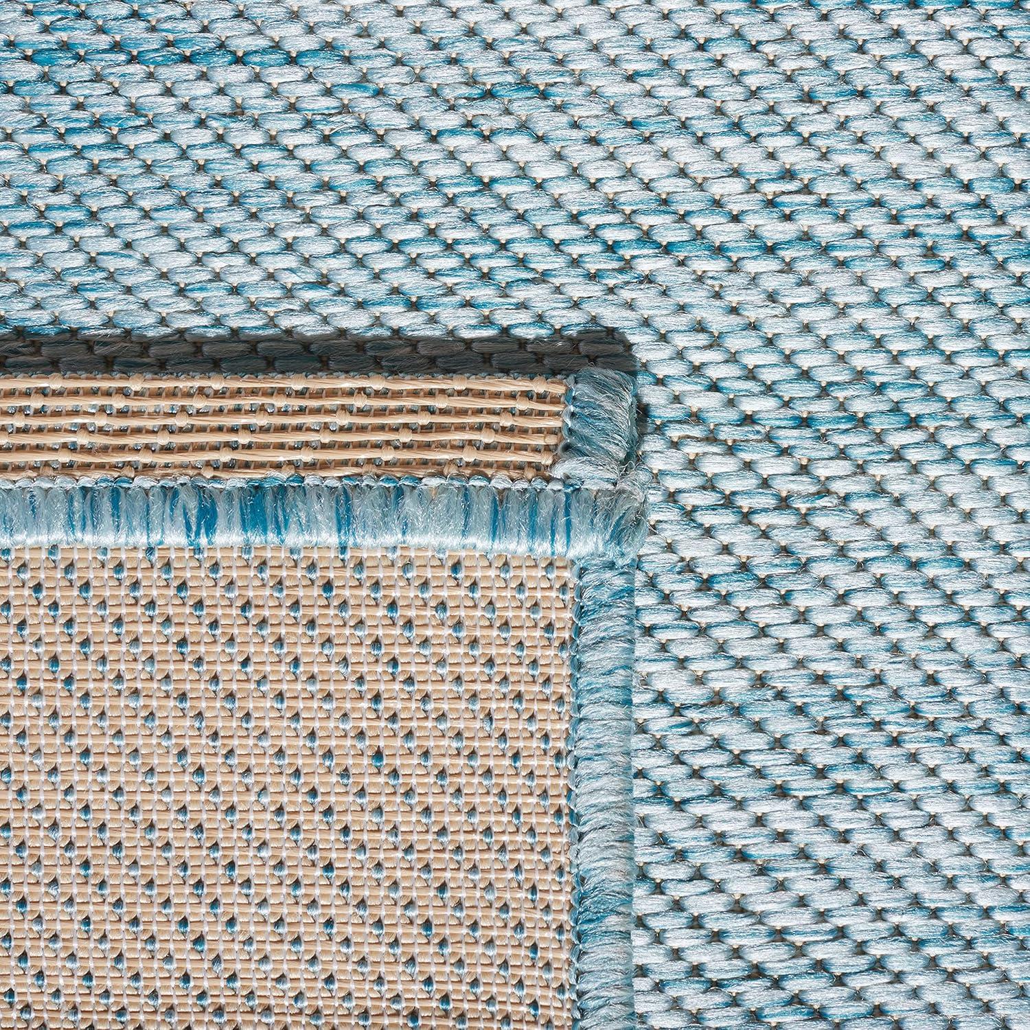 Beach House BHS218 Power Loomed Indoor/Outdoor Area Rug - Aqua - 5'3"x5'3" - Safavieh