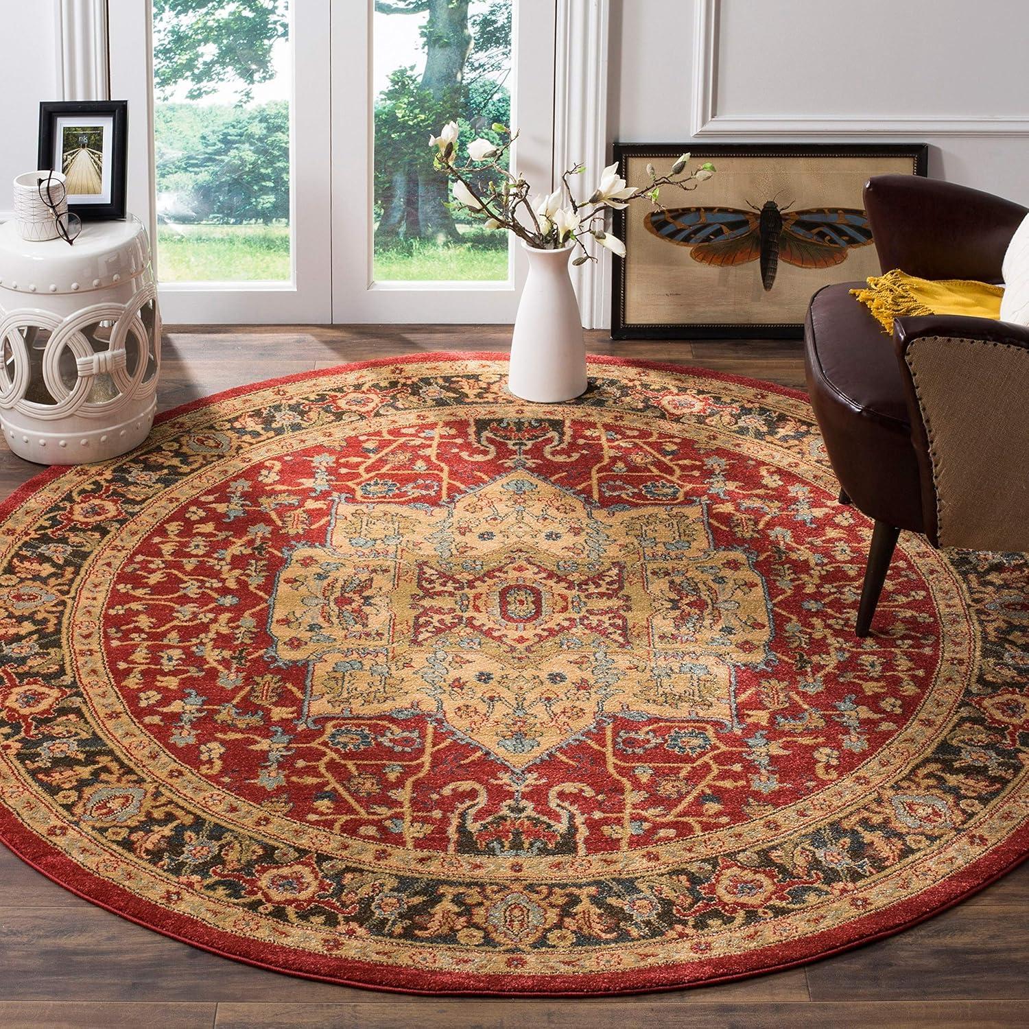 Mahal MAH625 Power Loomed Area Rug - Red/Red - 6'7"x6'7" - Safavieh.