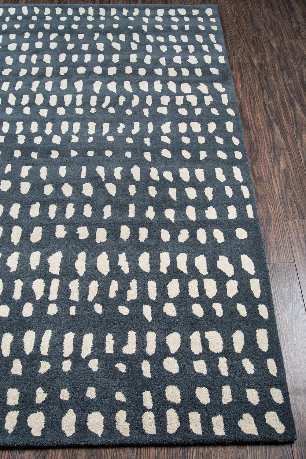 Skyline Decor Novogratz by  Delmar Boho Dots Hand-tufted Wool Area Rug Blue 9' x 12' 9' x 12' Indoor, Handmade Ivory Rectangle