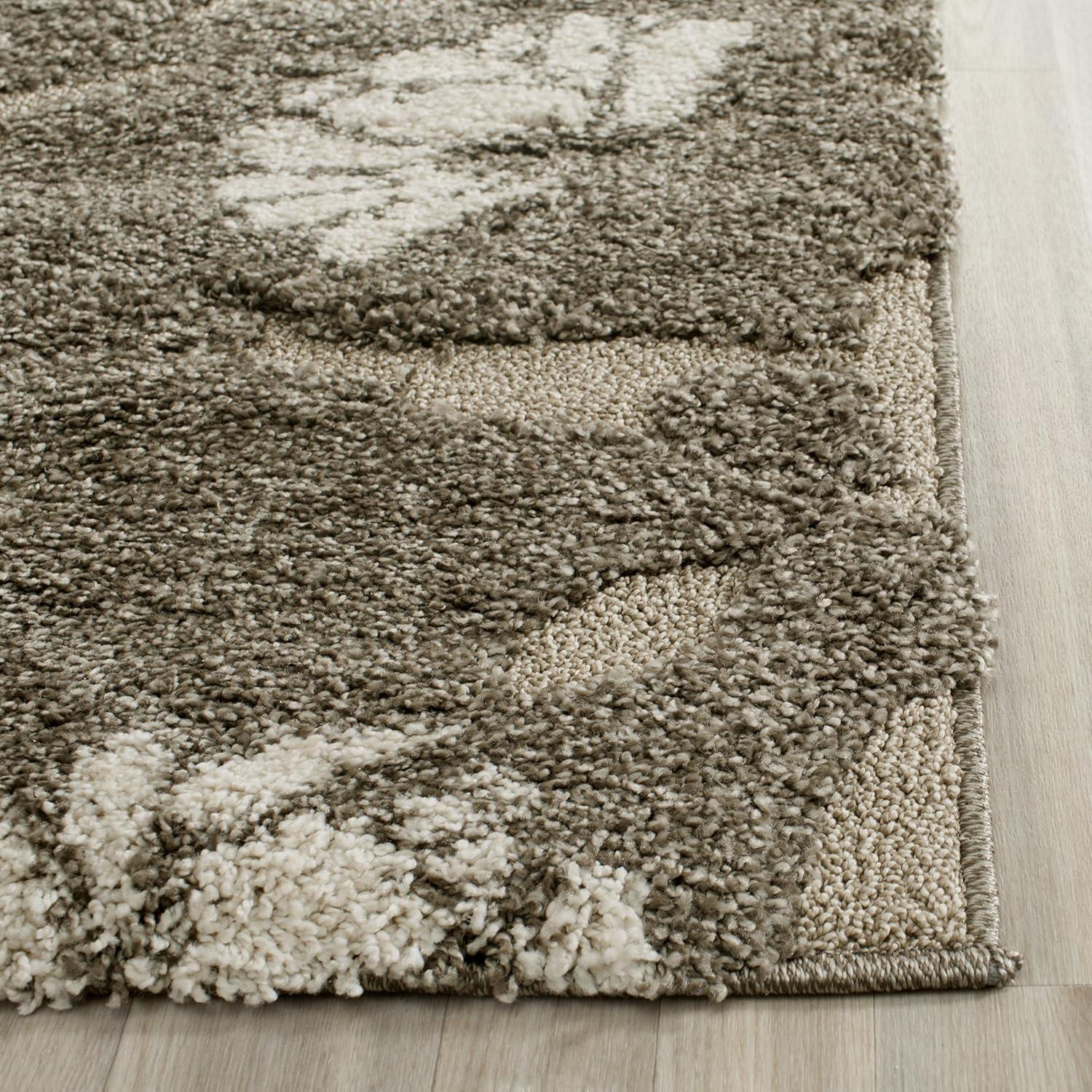 Florida Shag SG459 Power Loomed Indoor Runner Rug - Smoke/Beige - 2'3"x8' - Safavieh