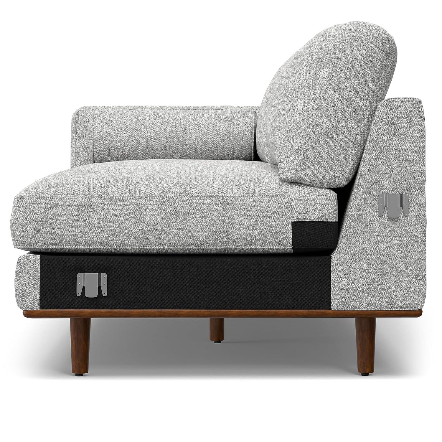 Simpli Home Morrison Large Left Sectional Sofa,Mid-Century Modern Couch with Chaise Lounge and Eco-Friendly Woven-Blend Fabric