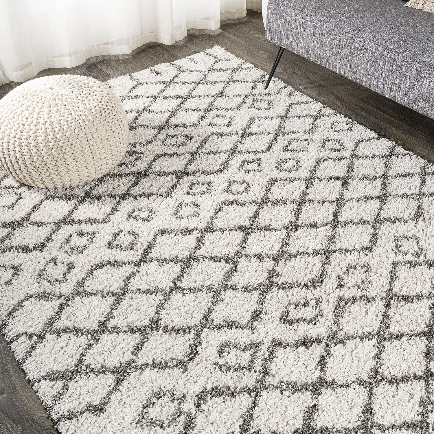 Algaida Moroccan Diamond Shag Area Rug  - JONATHAN Y