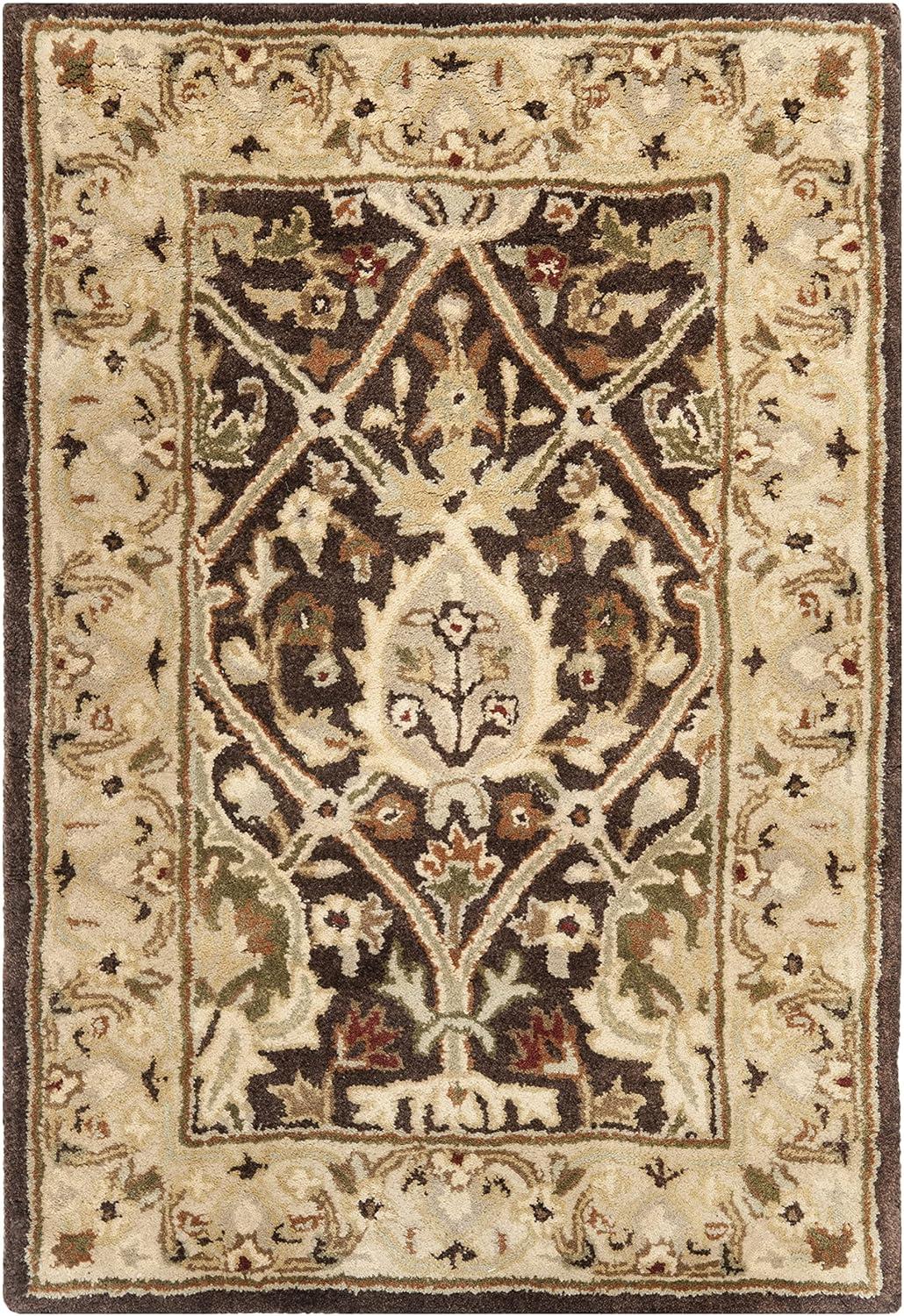 SAFAVIEH Persian Legend Adrian Floral Bordered Wool Area Rug, Brown/Beige, 2' x 3'