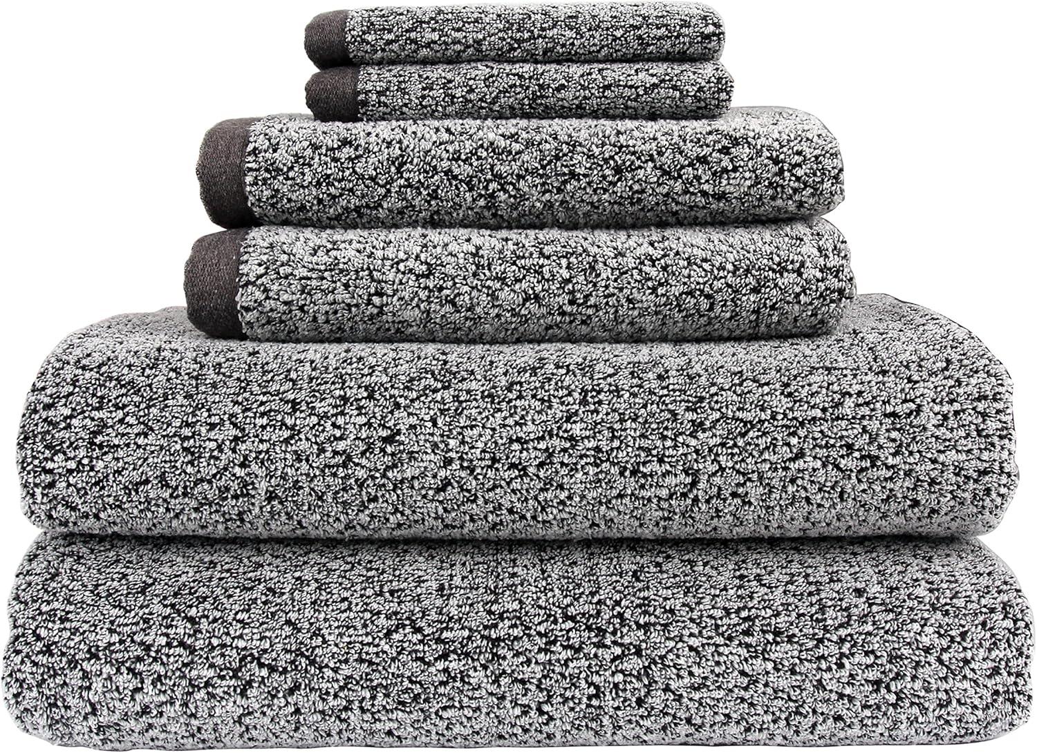 Everplush Grey Oversized Cotton Microfiber 6-Piece Towel Set