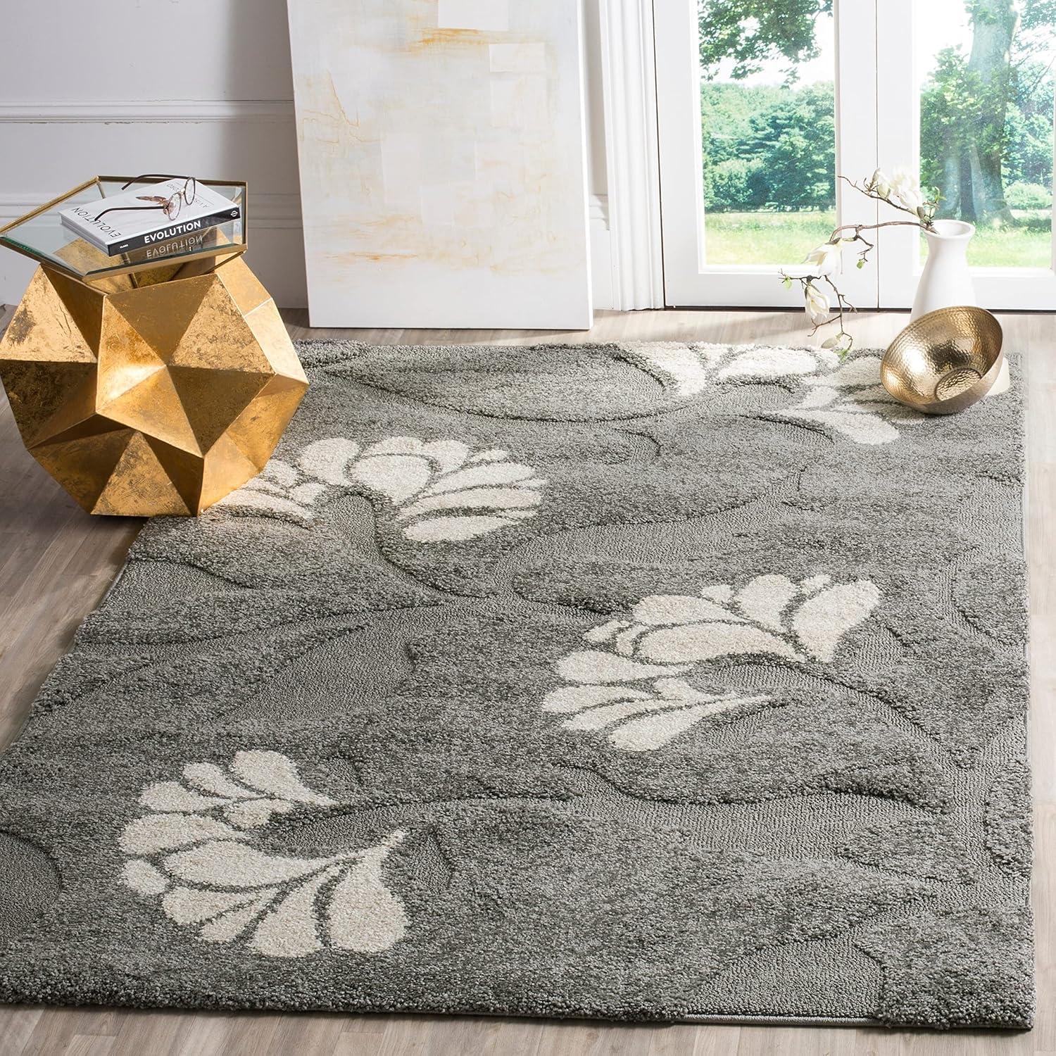 Florida Shag SG459 Power Loomed Indoor Accent Rug - Smoke/Beige - 3'3"x5'3" - Safavieh