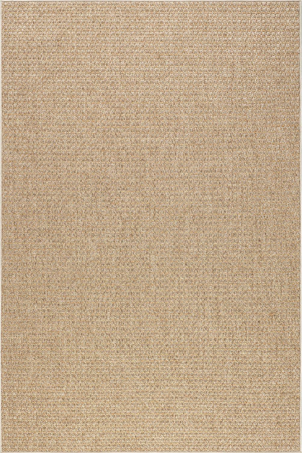 Beige Geometric Flat Woven 6' x 9' Outdoor Area Rug