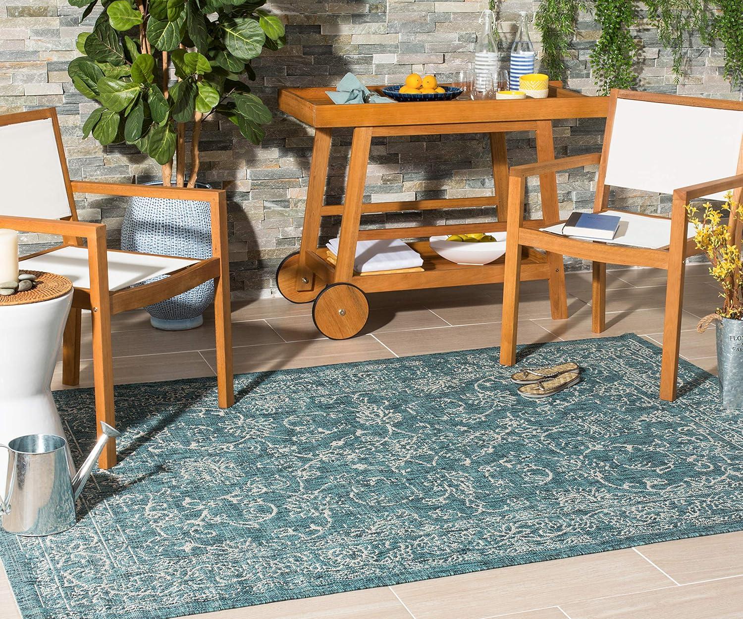 Courtyard CY8680 Power Loomed Indoor and Outdoor Area Rug - Turquoise - 9'x12' - Safavieh