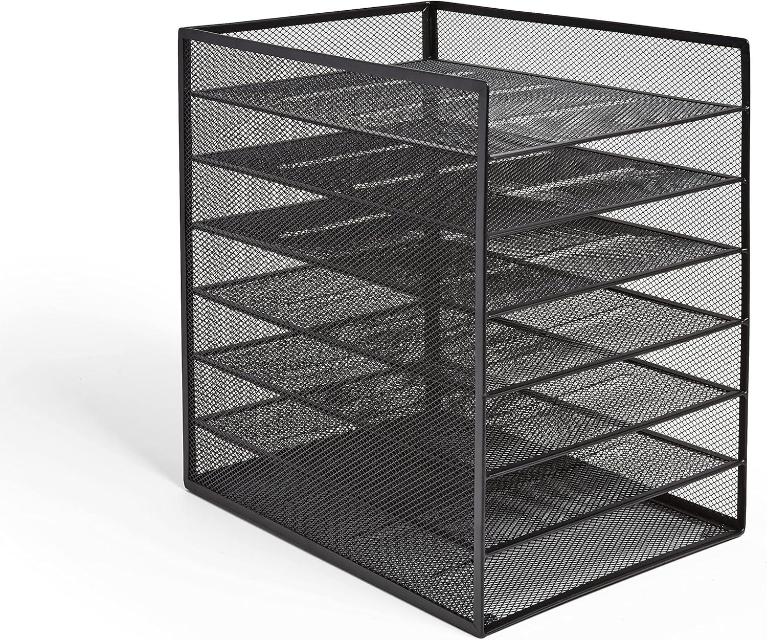 TRU RED 6 Compartment Wire Mesh File Organizer Matte Black TR57565-CC